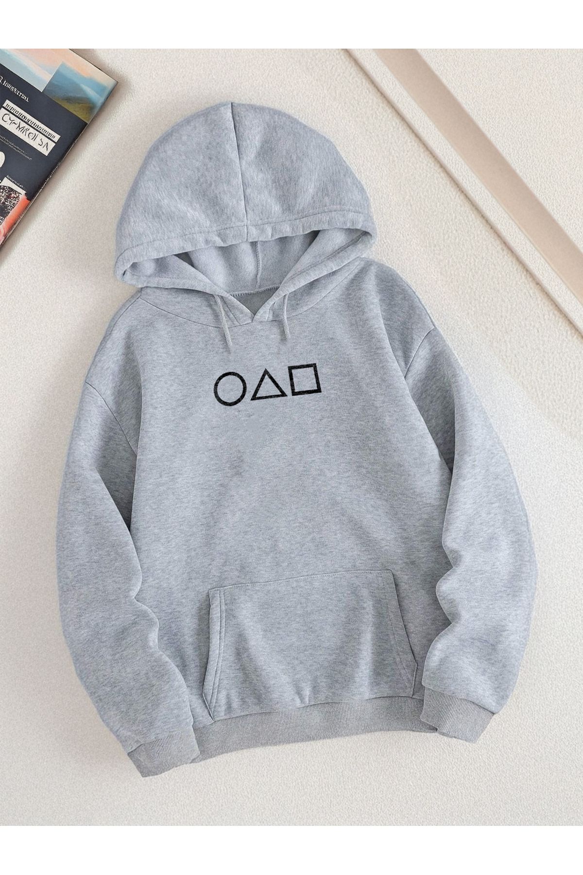 De Carte Squid Game Baskılı Basic Mevsimlik Casual Kapşonlu Sweatshirt