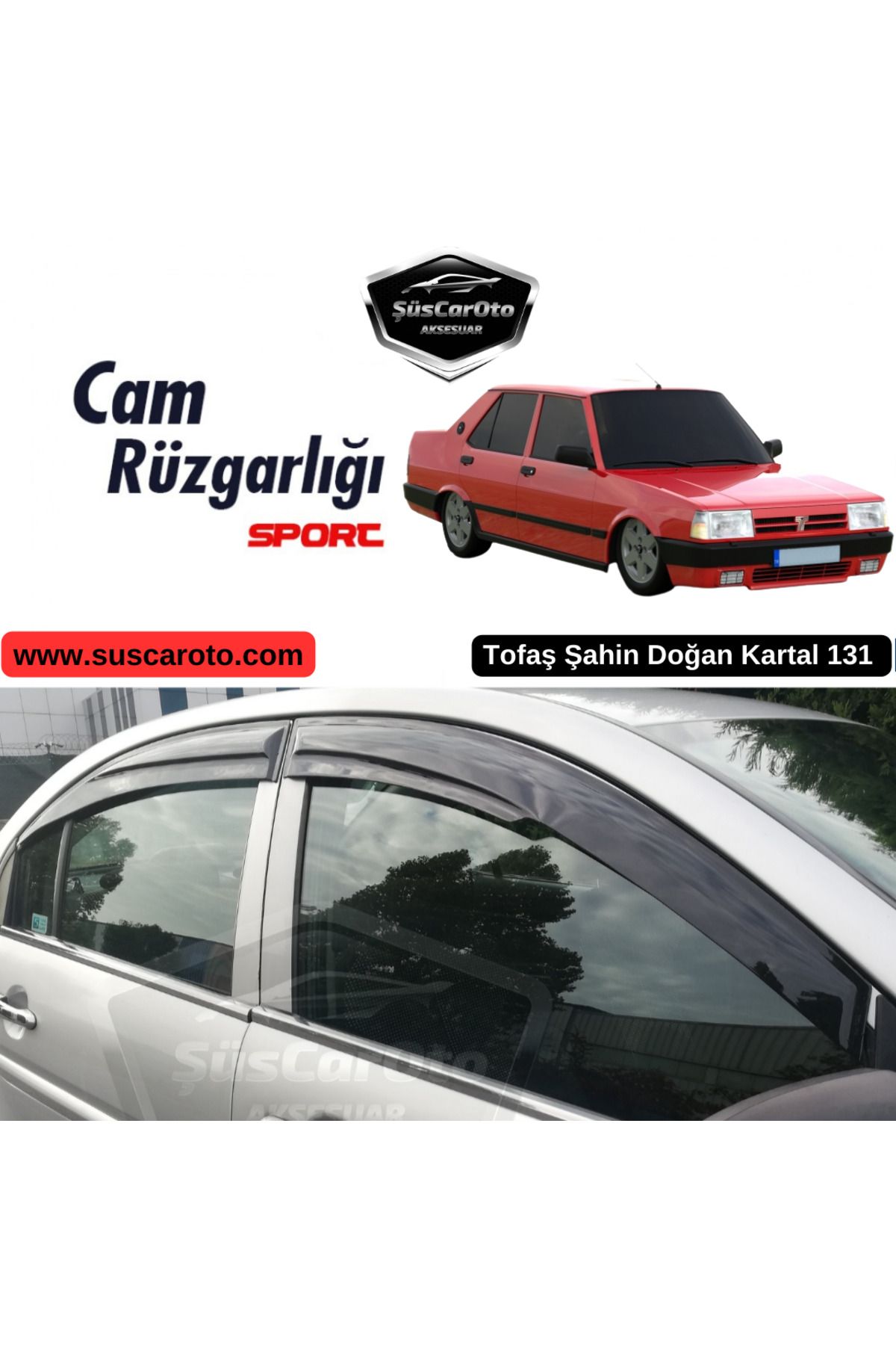 caralp Tofaş Şahin Doğan Kartal 131 Uyumlu Mugen Cam Rüzgarlığı Seti Piano Black 4'lü İthal