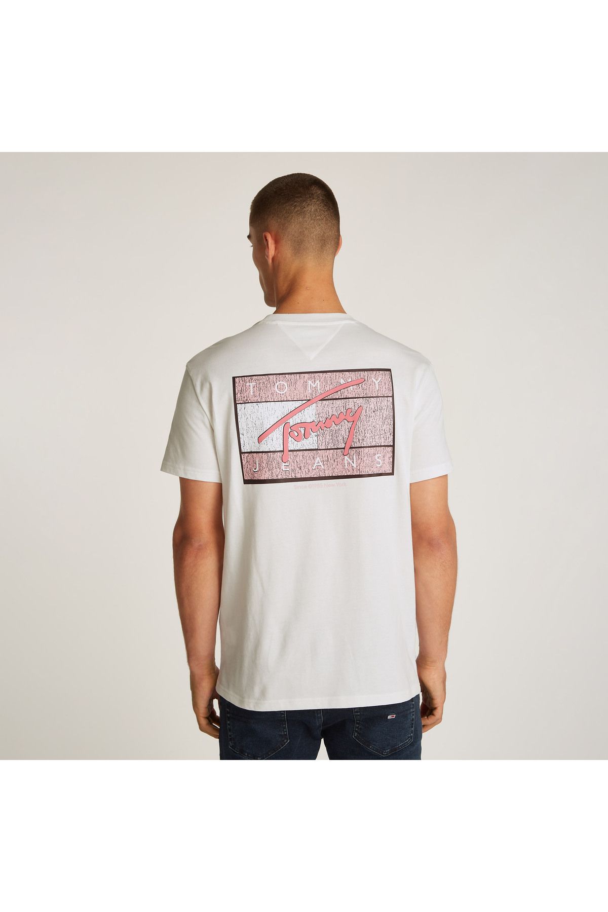 تی شرت مردانه آرم امضاء T ECRU Tommy Hilfiger