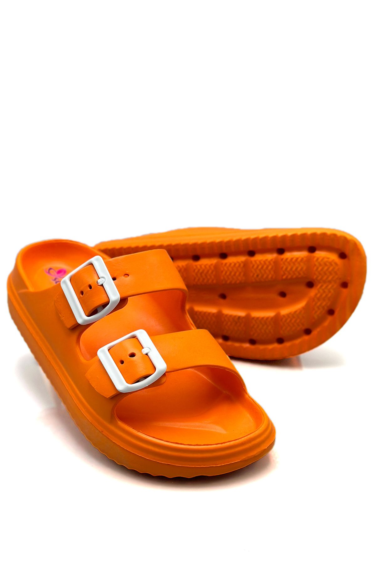 sermoda-Papuci portocalii Eva cu cataramă dublă de vară pentru plajă și piscină - lavoar 5