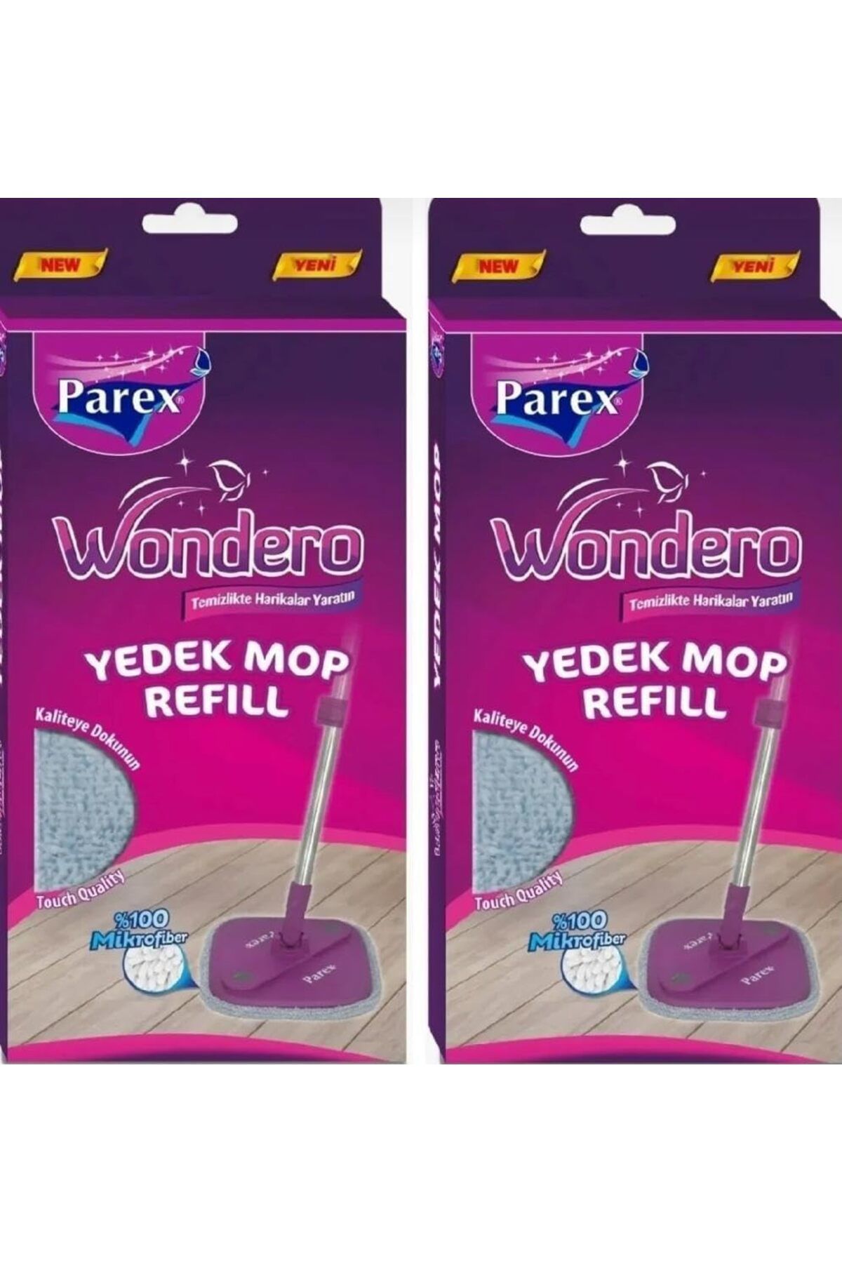 STOREMAX nffashopm WONDERO OTOMATİK TEMİZLİK SETİ YEDEK MOP 2Lİ AVANTAJ PAKETİ, Parex, Gri, 15cm stor
