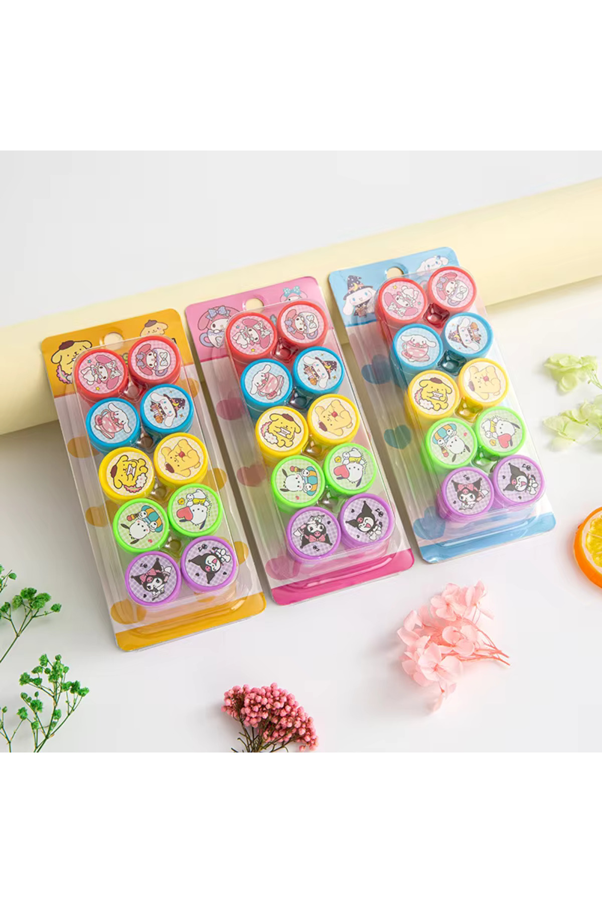 ست ۱۰ عددی مهر چاپ‌دار بازی سانریو کوائی کورومی با مهر خودرنگ