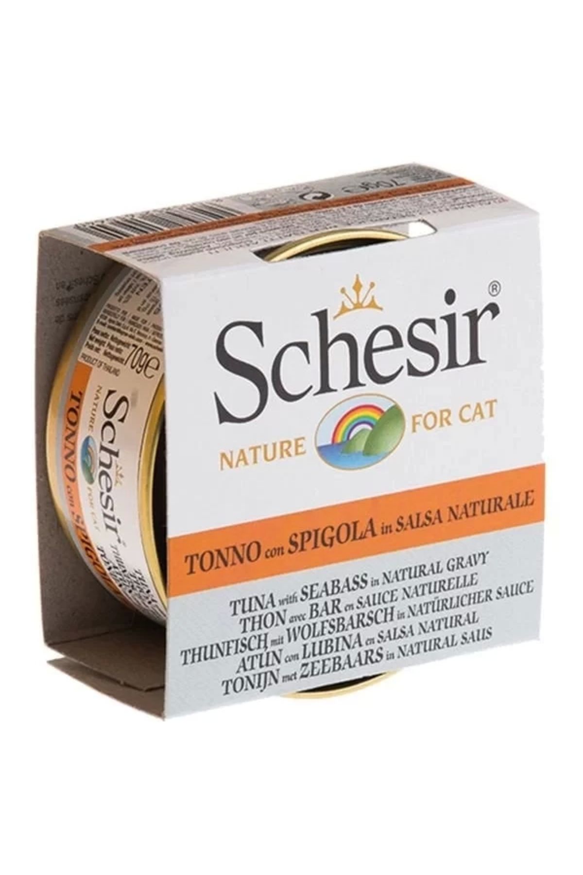 Schesir Ton Balık Ve Levrekli Naturel Konserve Kedi Maması 70 gr