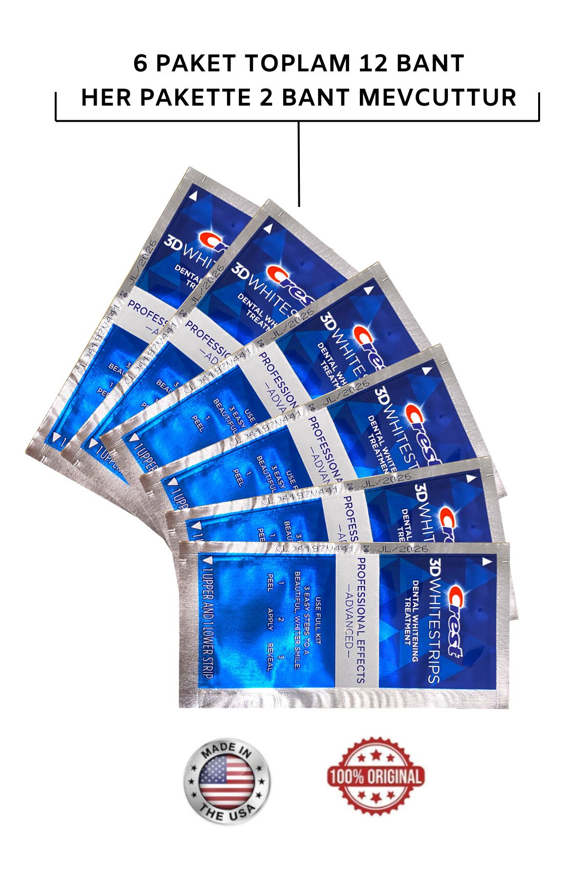 CREST-3D Whitestrips Professional Effects Advanced (6 Pack / 12 Bands) 2