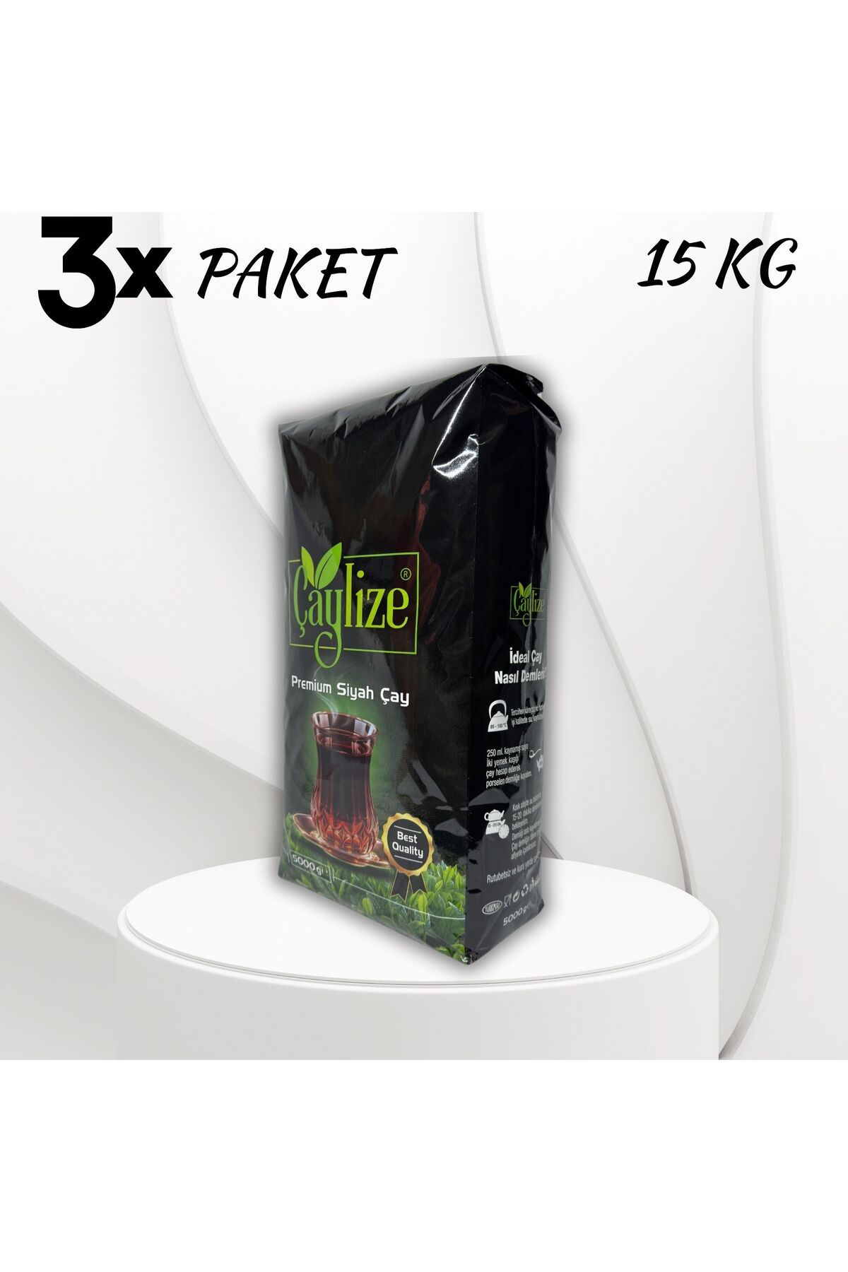 ÇAYLİZE doğadan size ÇAYLİZE PREMİUM SİYAH RİZE ÇAYI 3 PAKET 15 KG