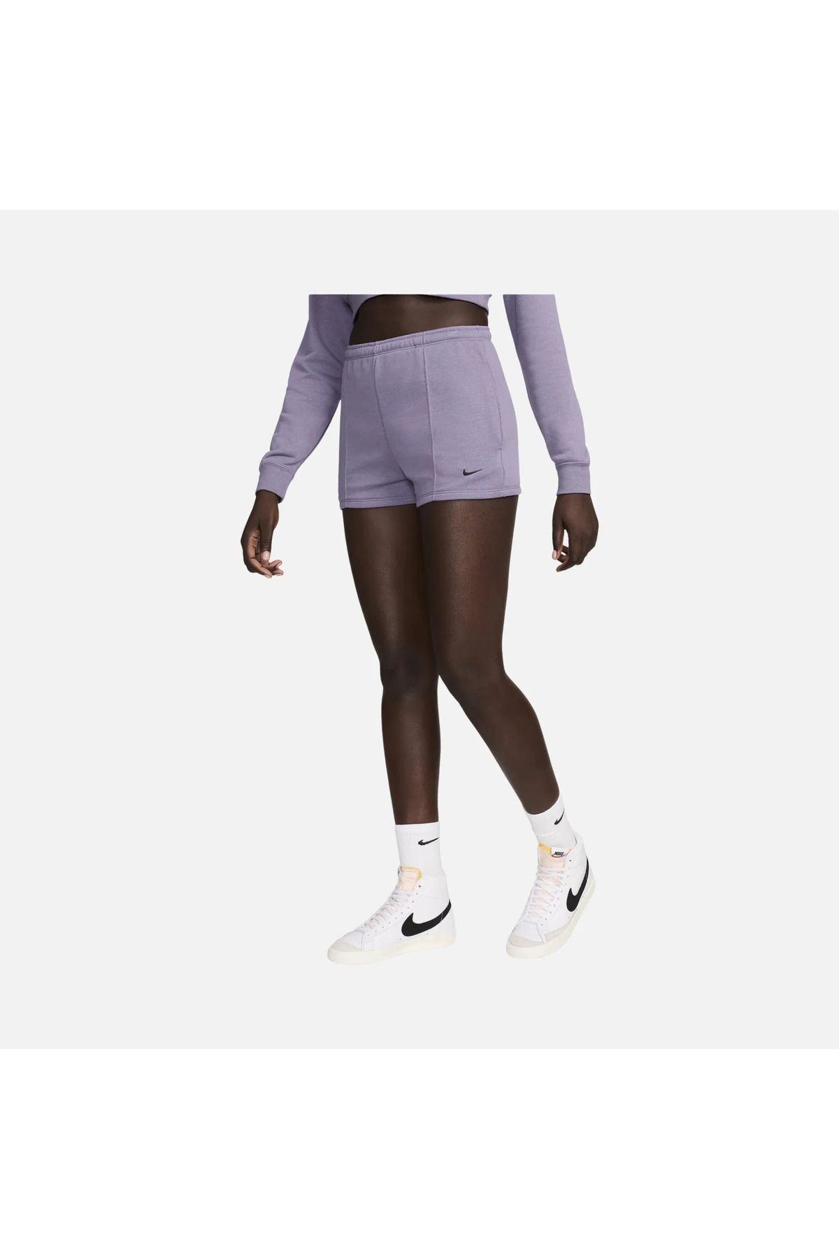 Nike Sportswear Chill Terry French Terry High-Waisted Slim 5cm (approx.) Kadın mor  kısa Şort fn2455-509