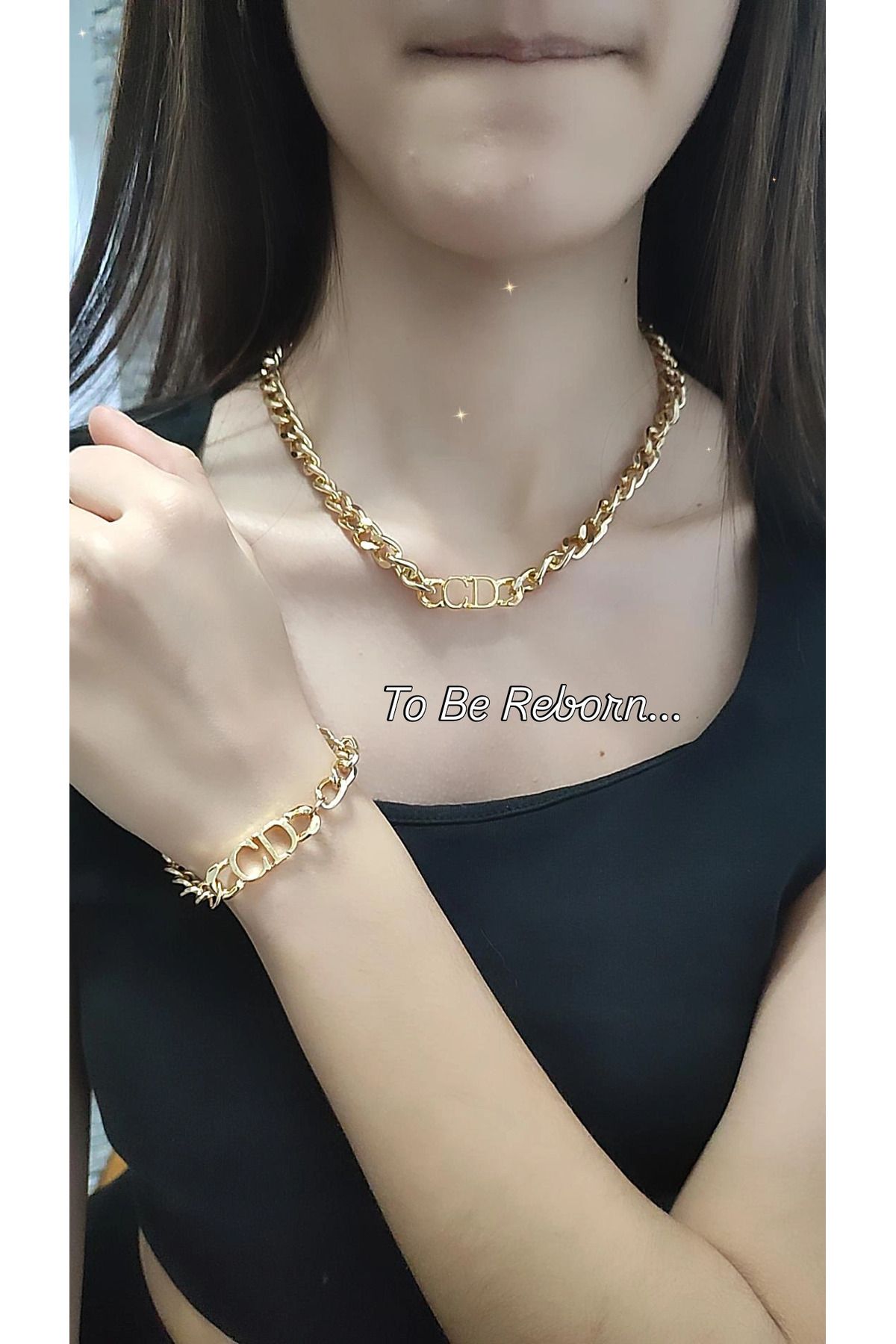 To Be Reborn-Cd Model Special Design - Thick Chain Necklace and Bracelet Set, Favorite Model 2