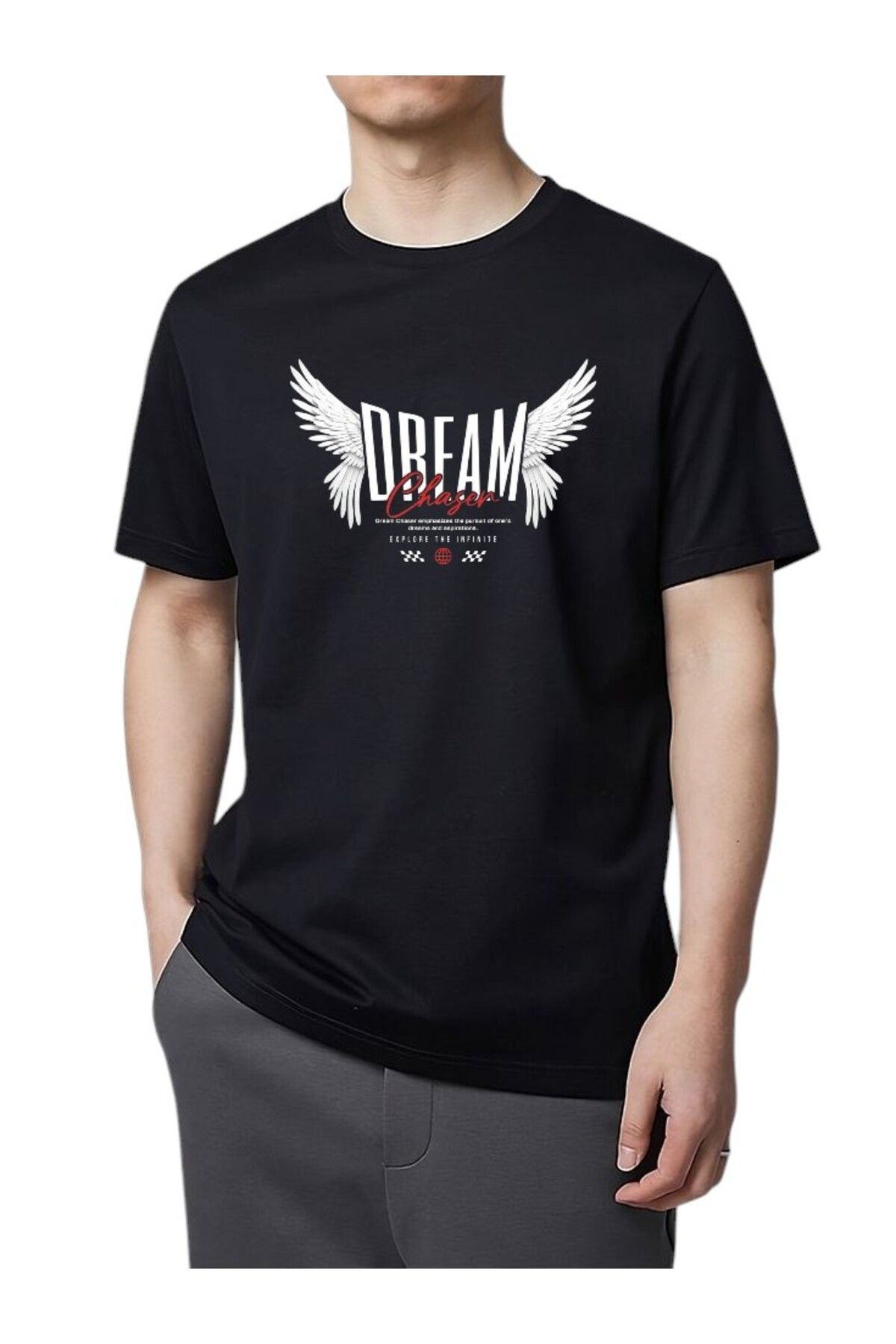 BLACKUMAY Dream Baskılı Bisiklet Yaka Oversize Tshirt