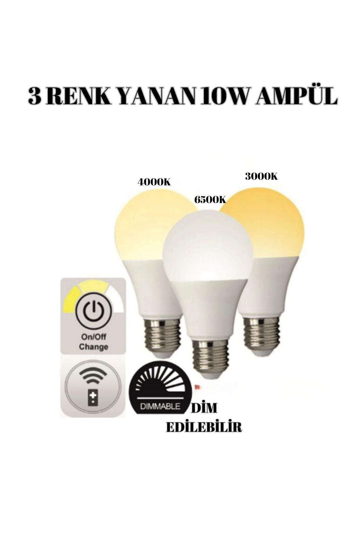 Voxify 3 Renk Yanan Led Ampül 10w Dim Edilebilir Enerji Tasarruflu, Aç Kapa Değişsin