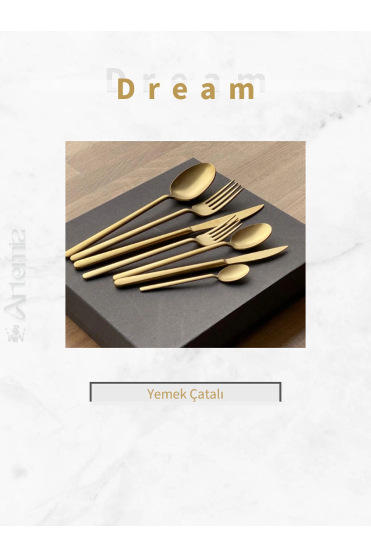 DMR LİFE Dream Titanyum Yemek Çatalı 6 Adet (Mat Gold)