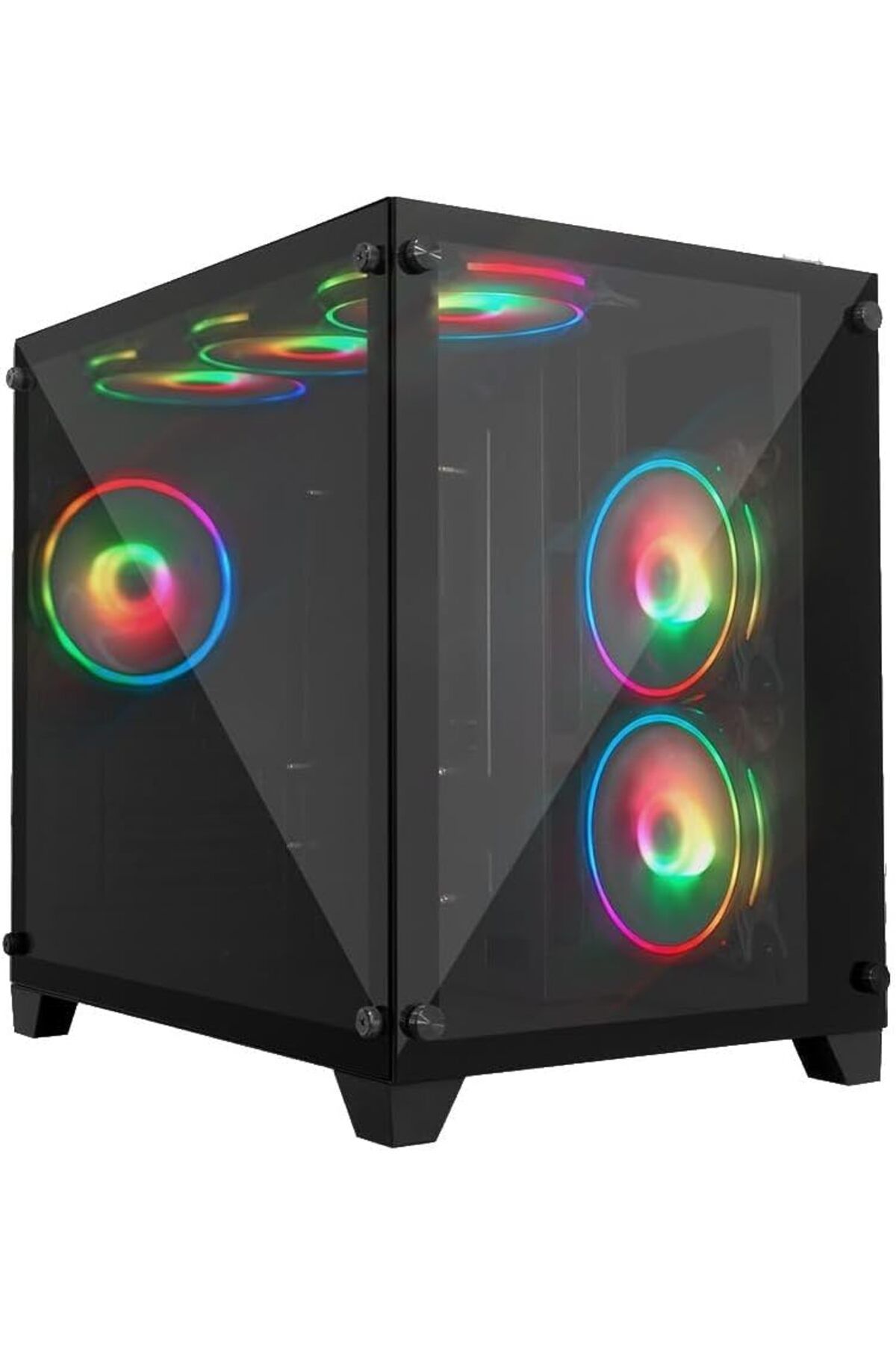 GAMEFORCE LIQUID Mini 6x120mm RGB Fanlı Kum.ve Kont.Oyuncu Bilgisayar Kasası