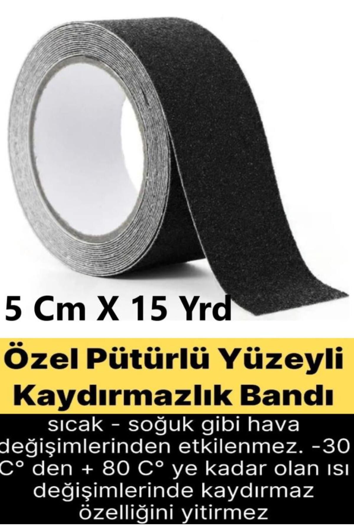 optana 5 cm X15 Yard Siyah Kaydırmaz Bant Yapışkanlı Merdiven Kaydırmaz Basamak Zemin Kayma Önleyici Şerit