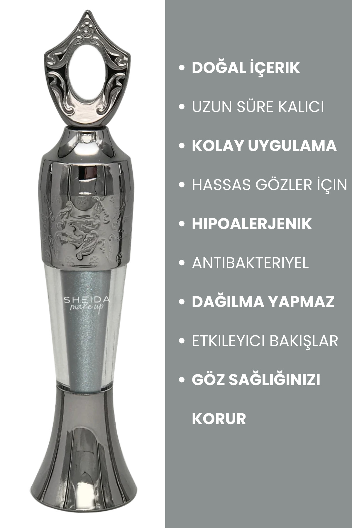 Kohl Powder - Alerji Yapmayan Hipoalerjenik Ve Antibakteriyel Toz Sürme - Gri — سفید LN-0358 — تصویر 2 از 4