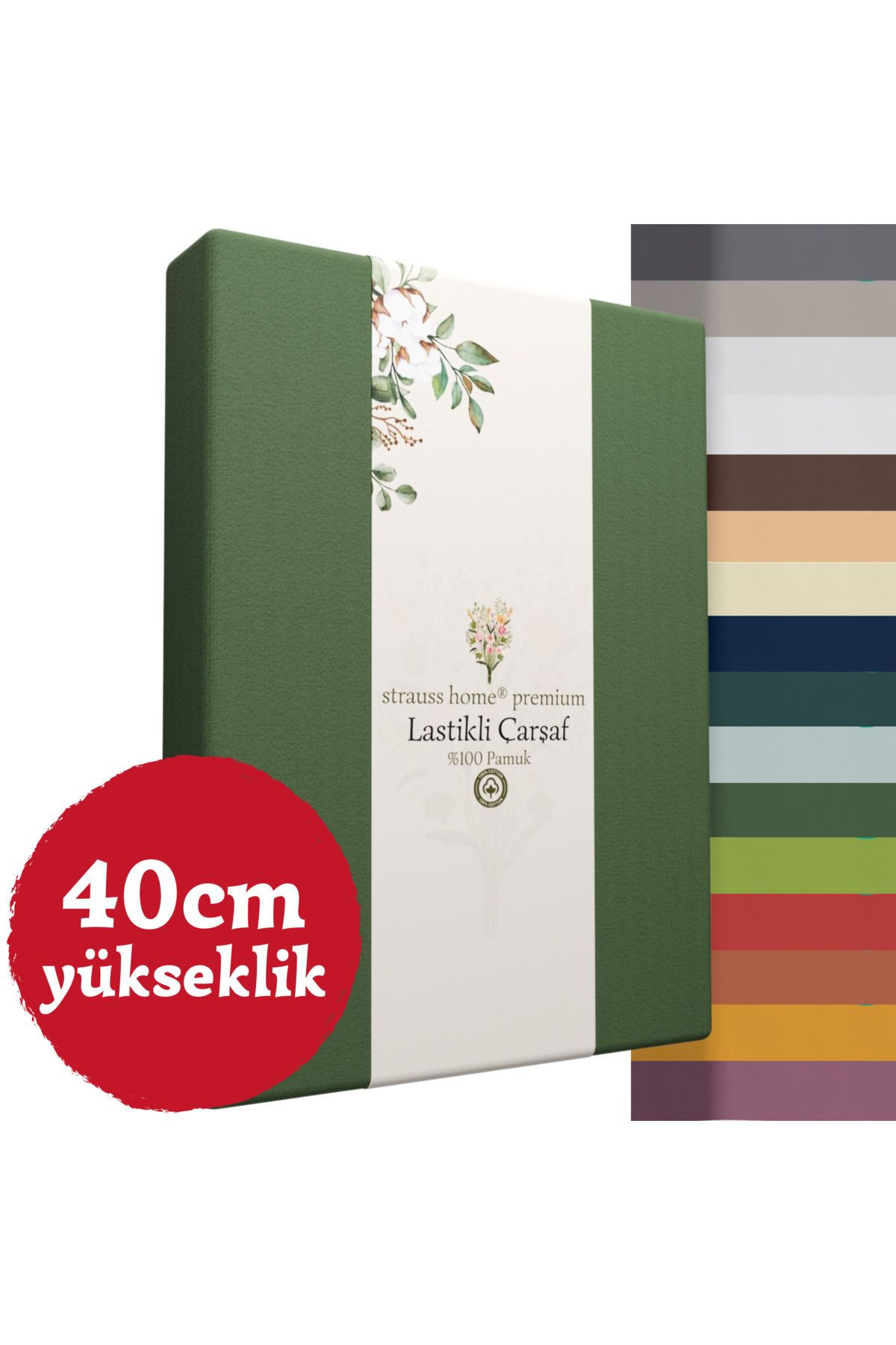 Strauss Home Premium Lastikli Çarşaf YÜKSEK YATAKLARA ÖZEL 40cm yükseklik Penye %100 Pamuk 150gr/m2 OEKO TEX