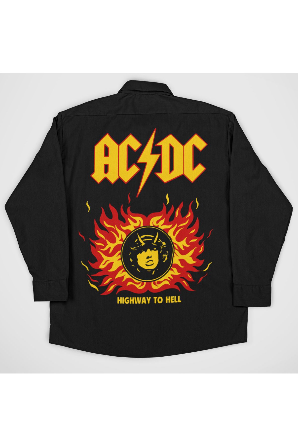 SEVBANO AC DC Müzik Grubu Baskılı Unisex Rock Metal Cepli Gömlek