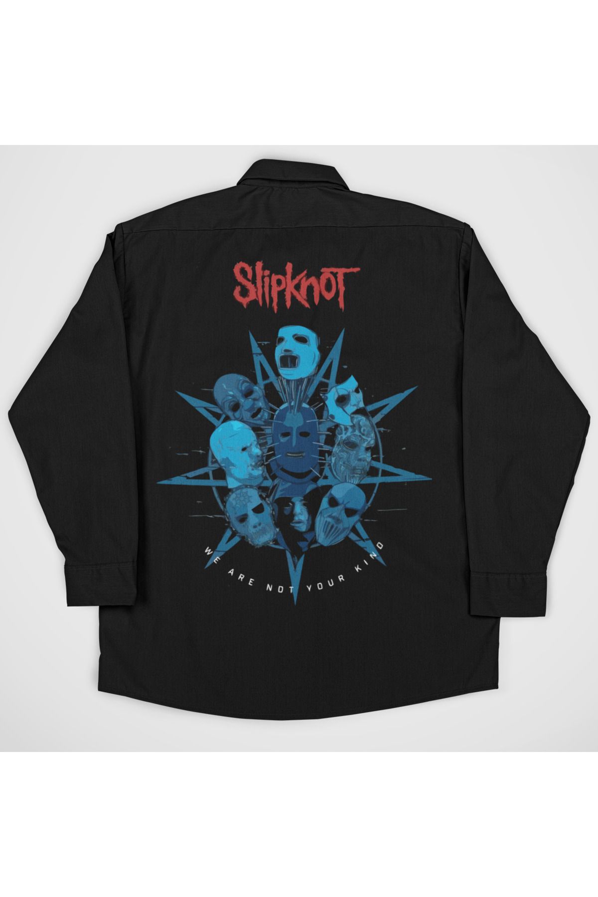 SEVBANO Slipknot Müzik Grubu Baskılı Unisex Rock Metal Cepli Gömlek