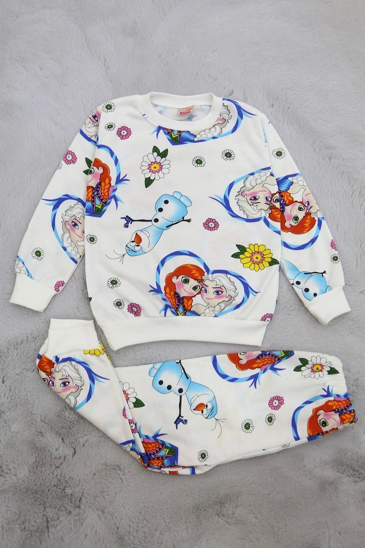 Modaymış 4-12 Yaş Şardonlu Çocuk Pijama Takımı Beyaz - 30183.904.