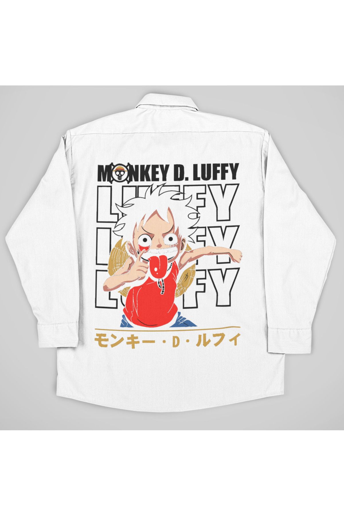 SEVBANO Monkey D. Luffy Baskılı Unisex Anime Karakter Cepli Gömlek