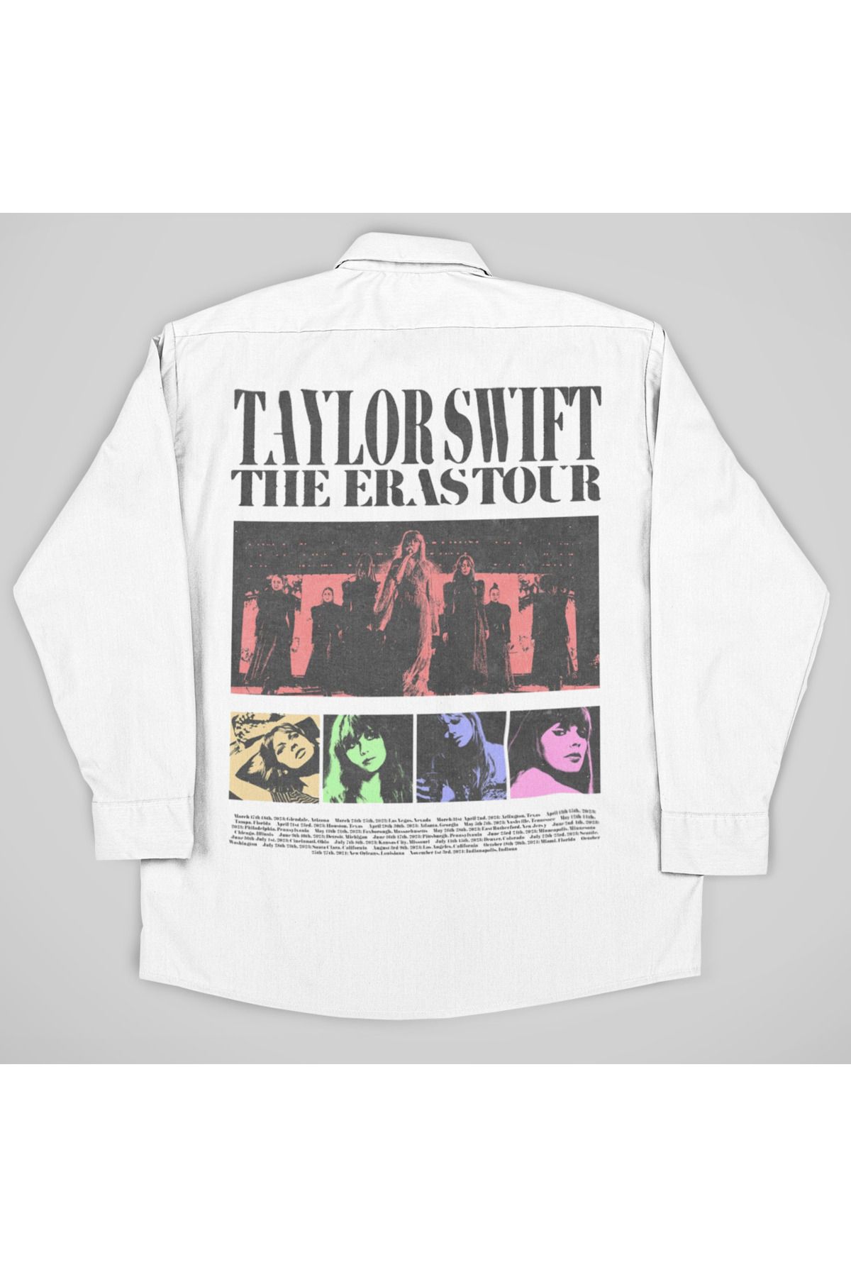 SEVBANO Taylor Swift The Eras Tour Baskılı Unisex Şarkıcı Cepli Gömlek