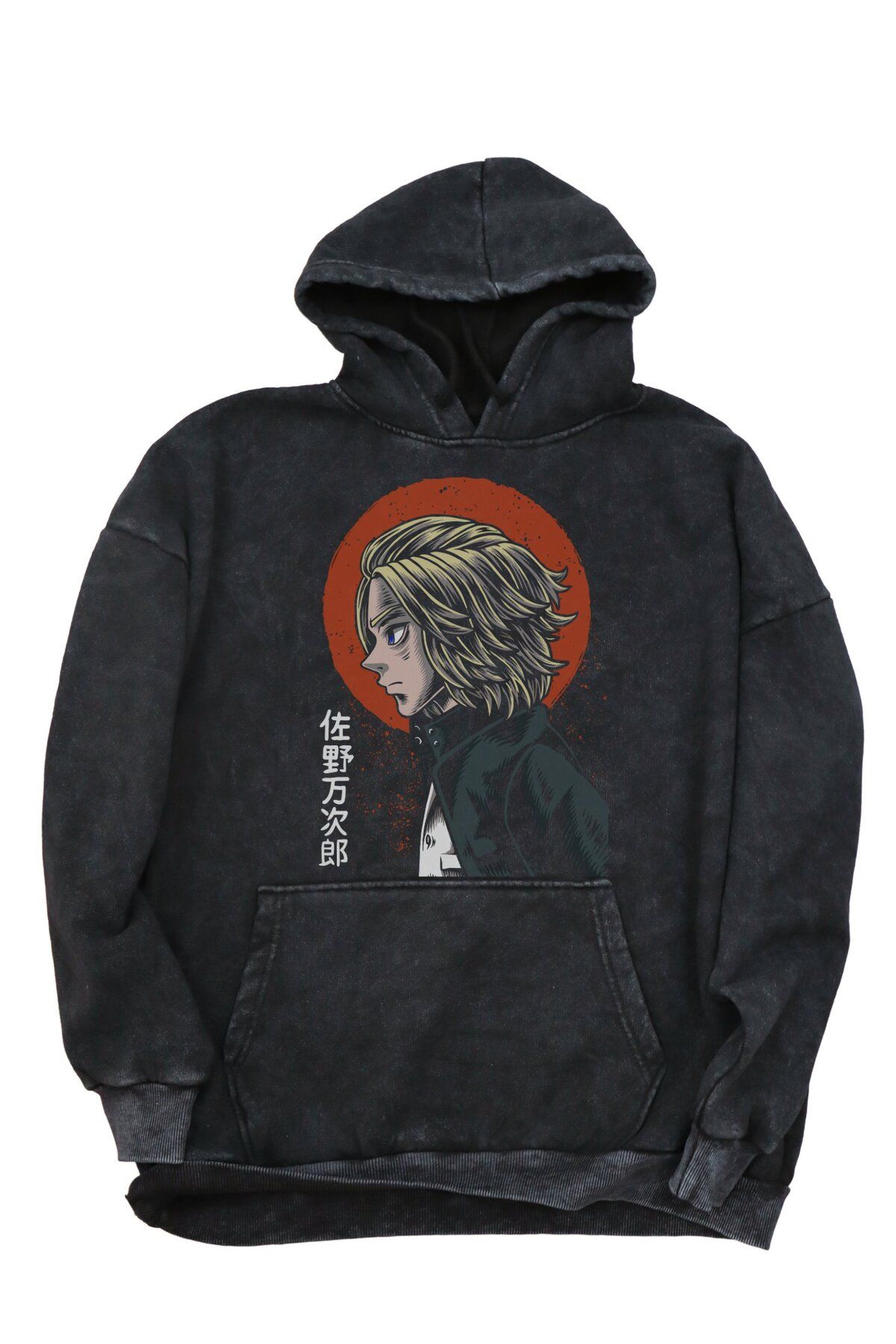 Fuddy Moda Oversize Tokyo Revengers Mikey Baskılı Kapüşonlu Yıkamalı Sweatshirt, Unisex Anime Temalı Hoodie