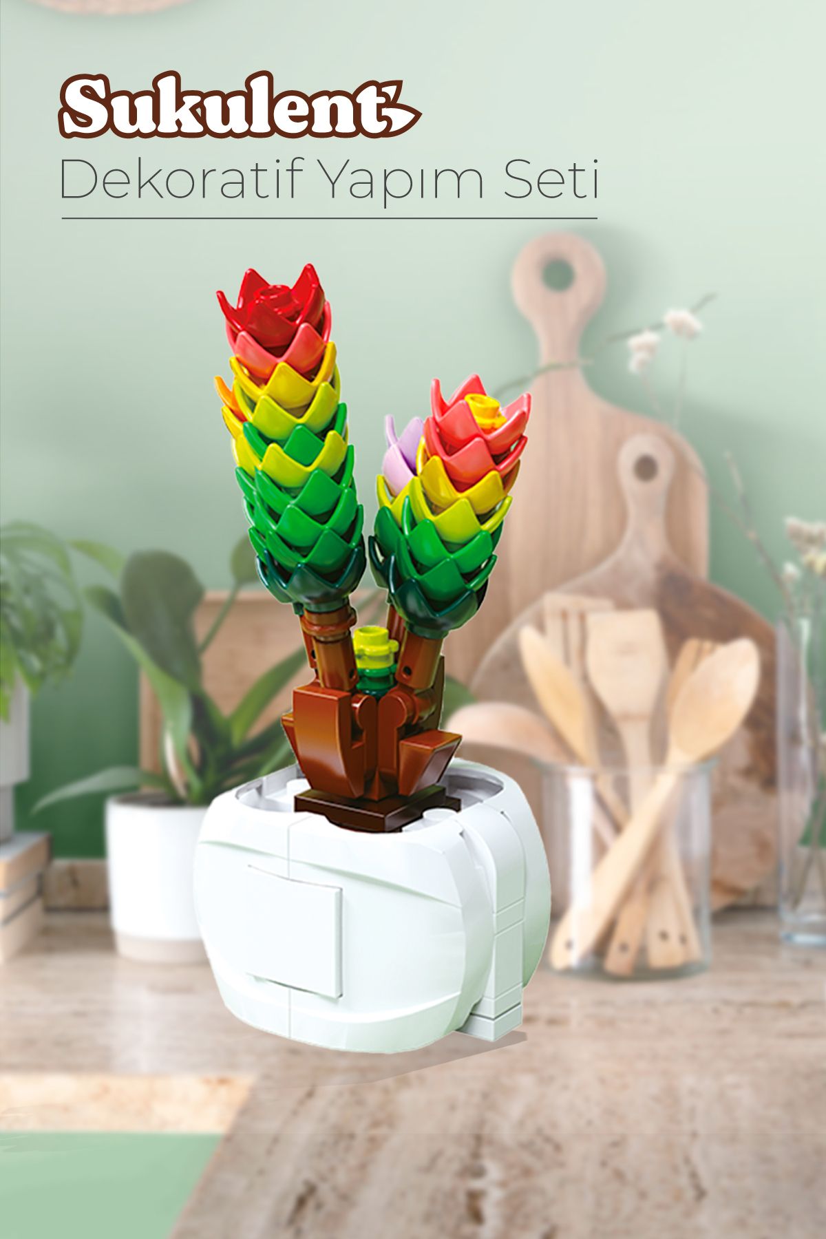 SmartFox-Iconic Decorative, Collectible and Displayable Block Succulent Flower Model Making Set 4