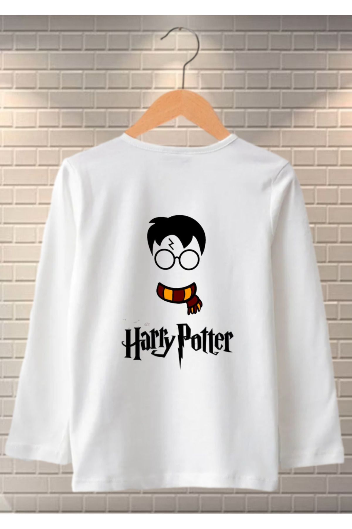 RYO FASHİON HARRY POTTER Uzun Kol Çocuk Tişört Beyaz Unisex Kesim