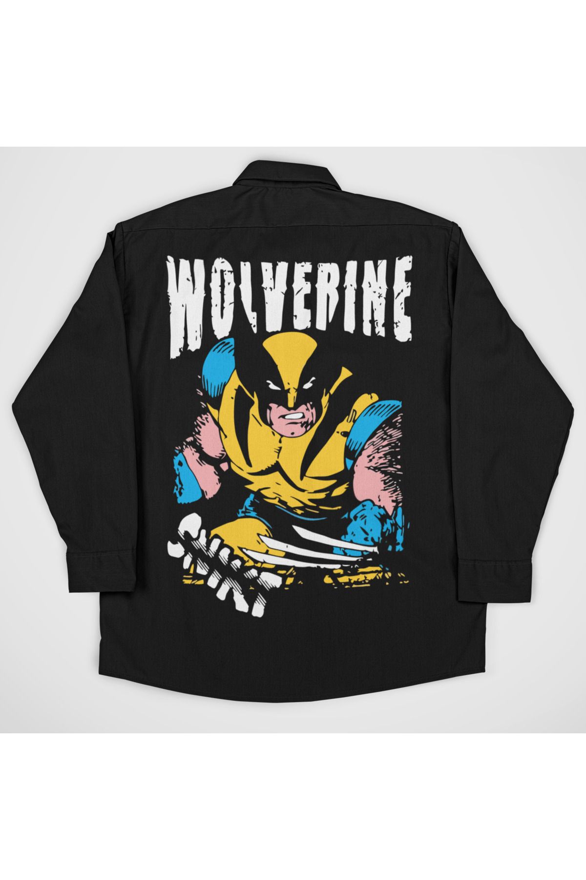 SEVBANO Wolverine Baskılı Unisex Dc Karakter Cepli Gömlek