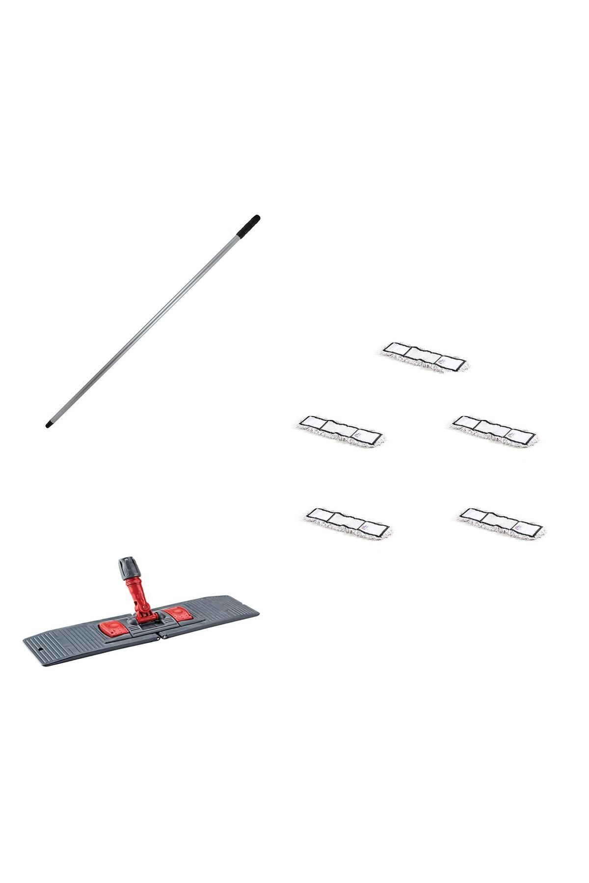teknotrust Nemli Yedek Mop Seti 5'li 50 cm Katlanır Metal Sap ile Temizlik Kolaylığı