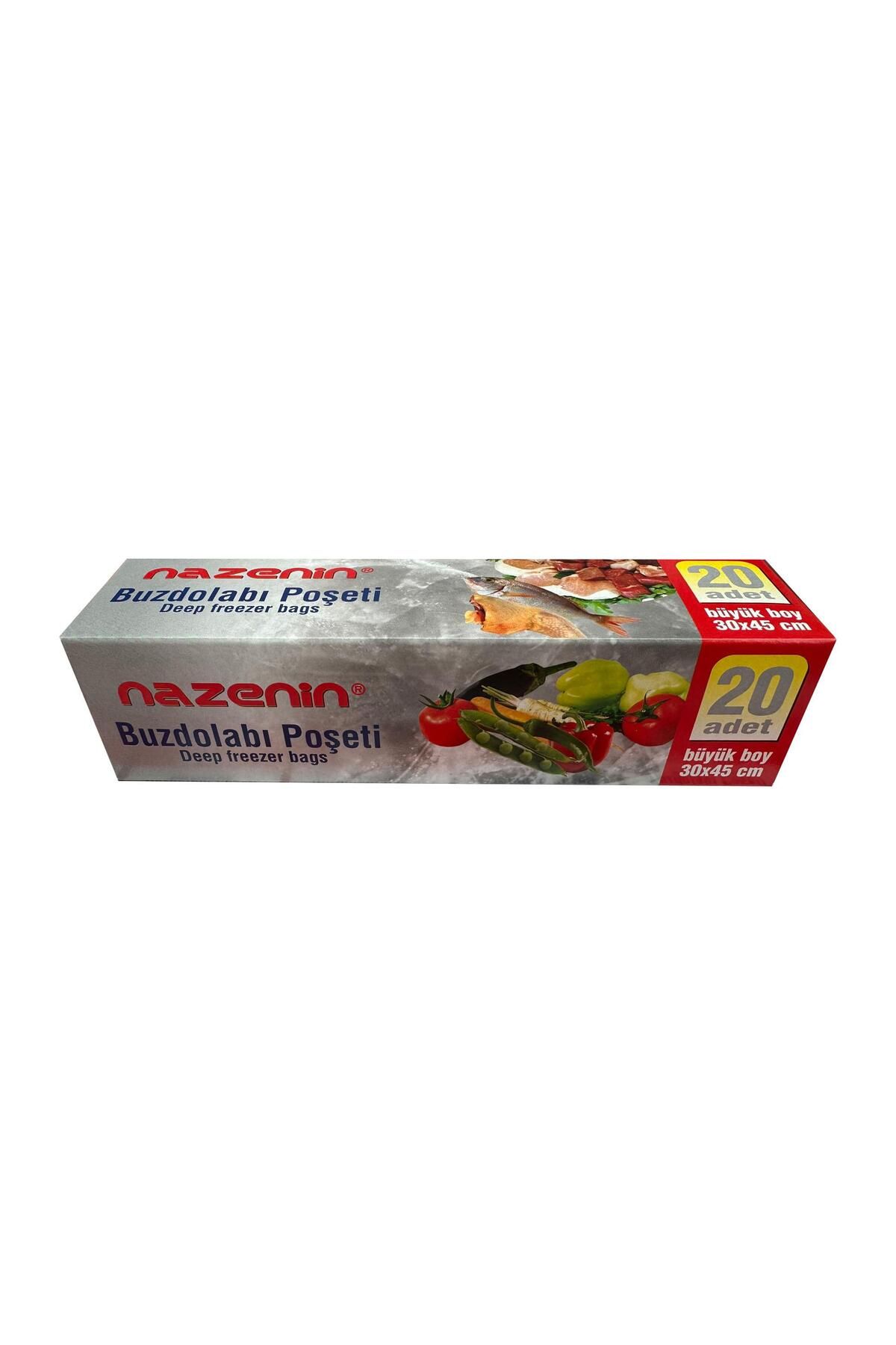 Nazenin-ثلاجة شفافة كبيرة الحجم - حقيبة طعام مسطحة غير قابلة للقفل مقاس 30 × 45 سم.50 عبوة تحتوي على 20 3