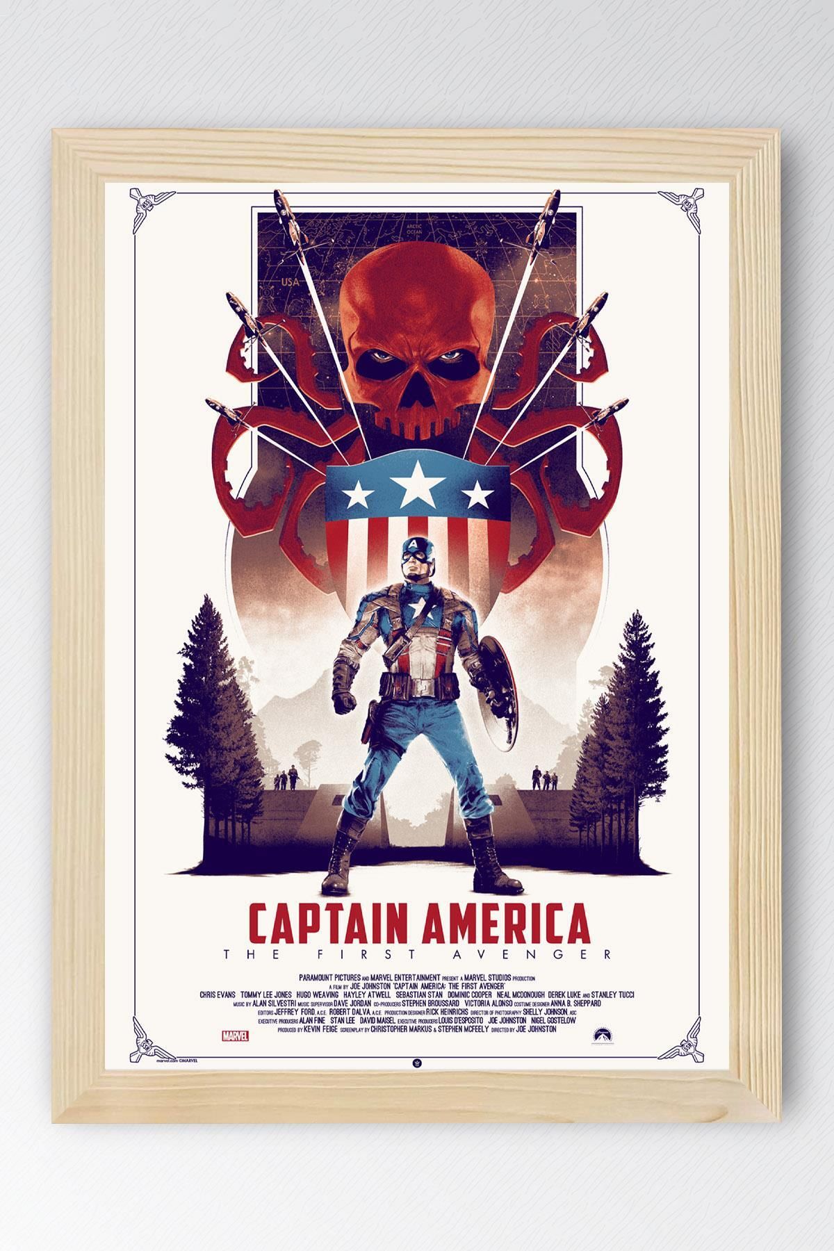 Saturn Captain America Çerçeveli Tablo - Kaptan Amerika Marvel Poster Tablo