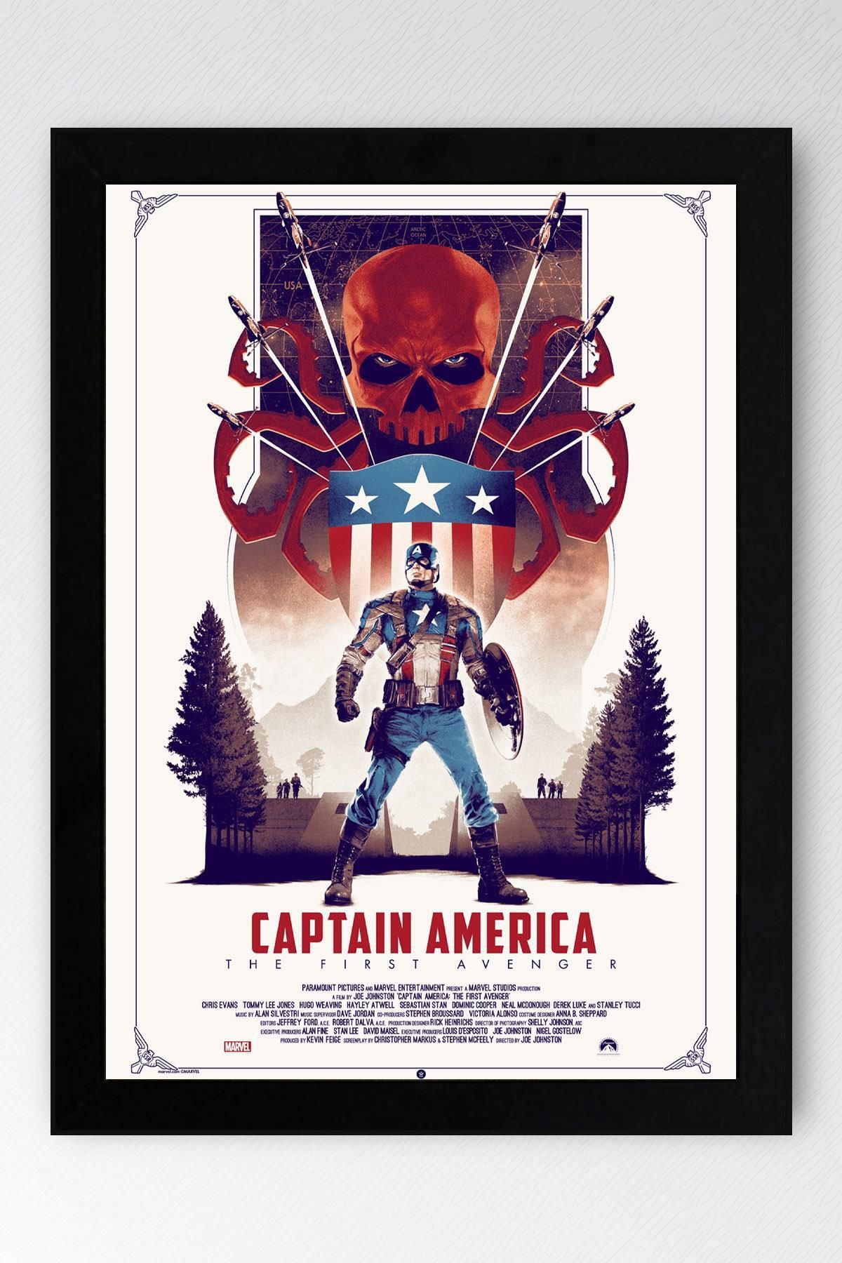 Saturn Captain America Çerçeveli Tablo - Kaptan Amerika Marvel Poster Tablo