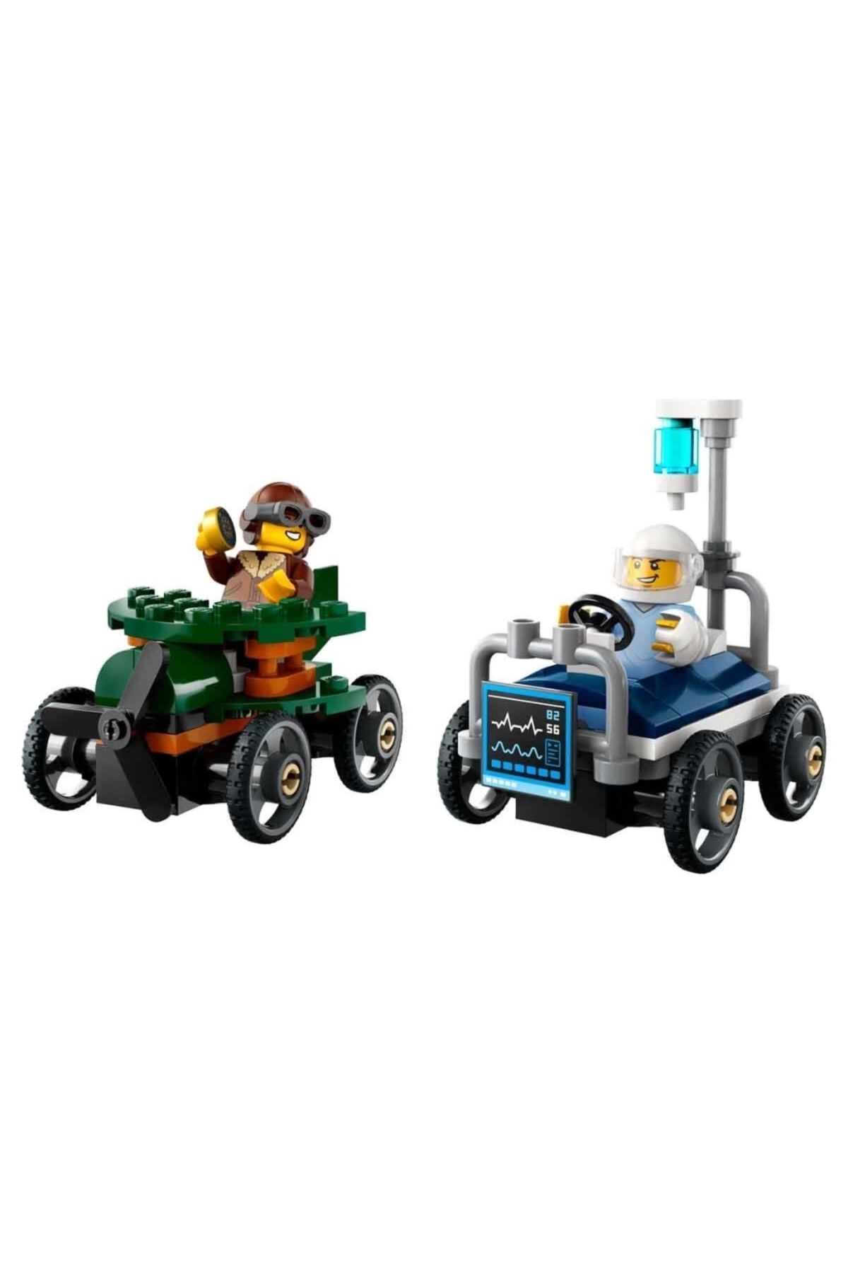 TWOX Çocuk LEGO City Uçak, Hastane Yatağına Karşı Yarış Arabası Paketi 60459