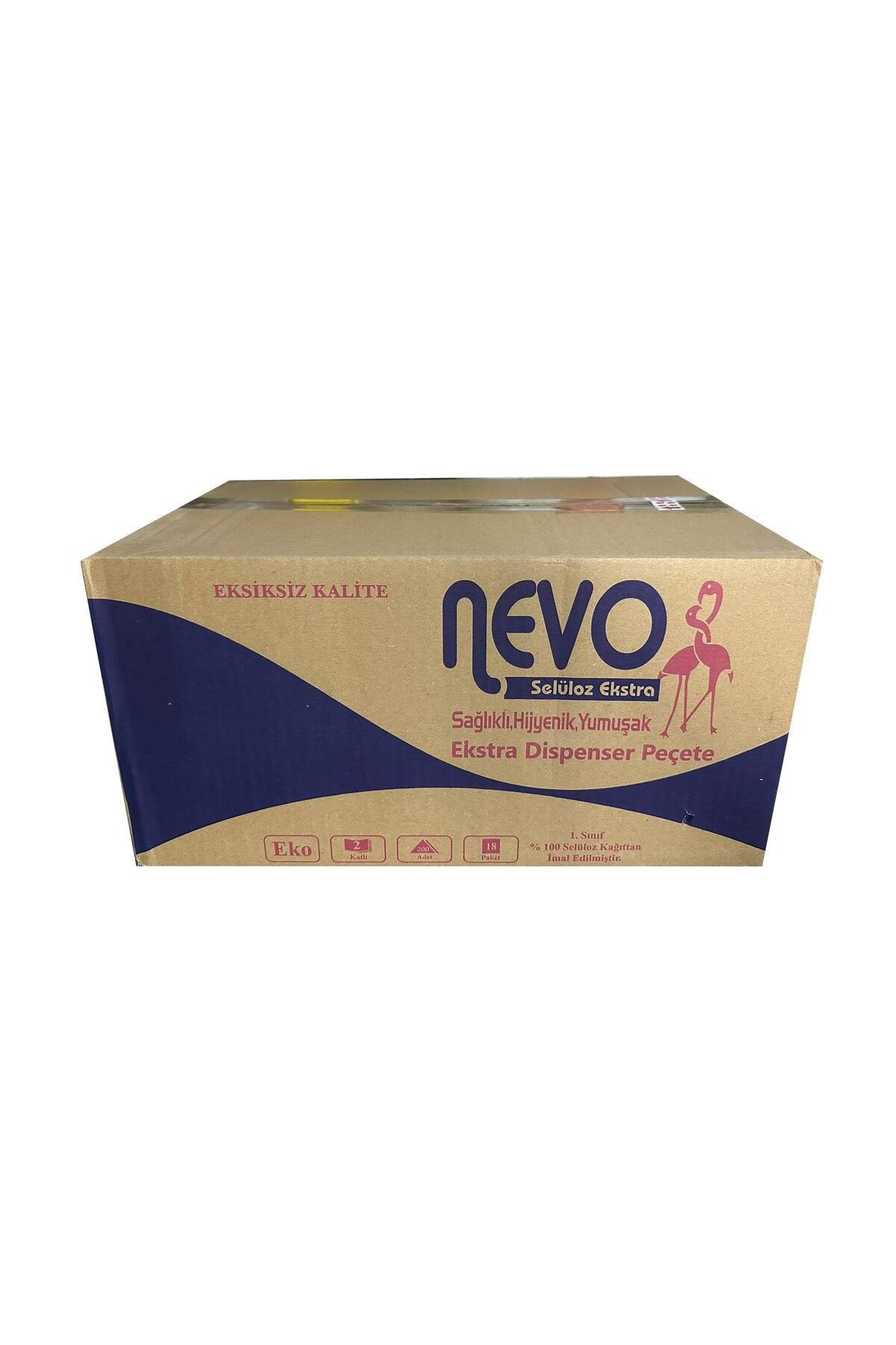 NEVO-Extra Desktop Dispenser Napkin - 2 Layers - 18 Packs of 200 Pieces / Box 1