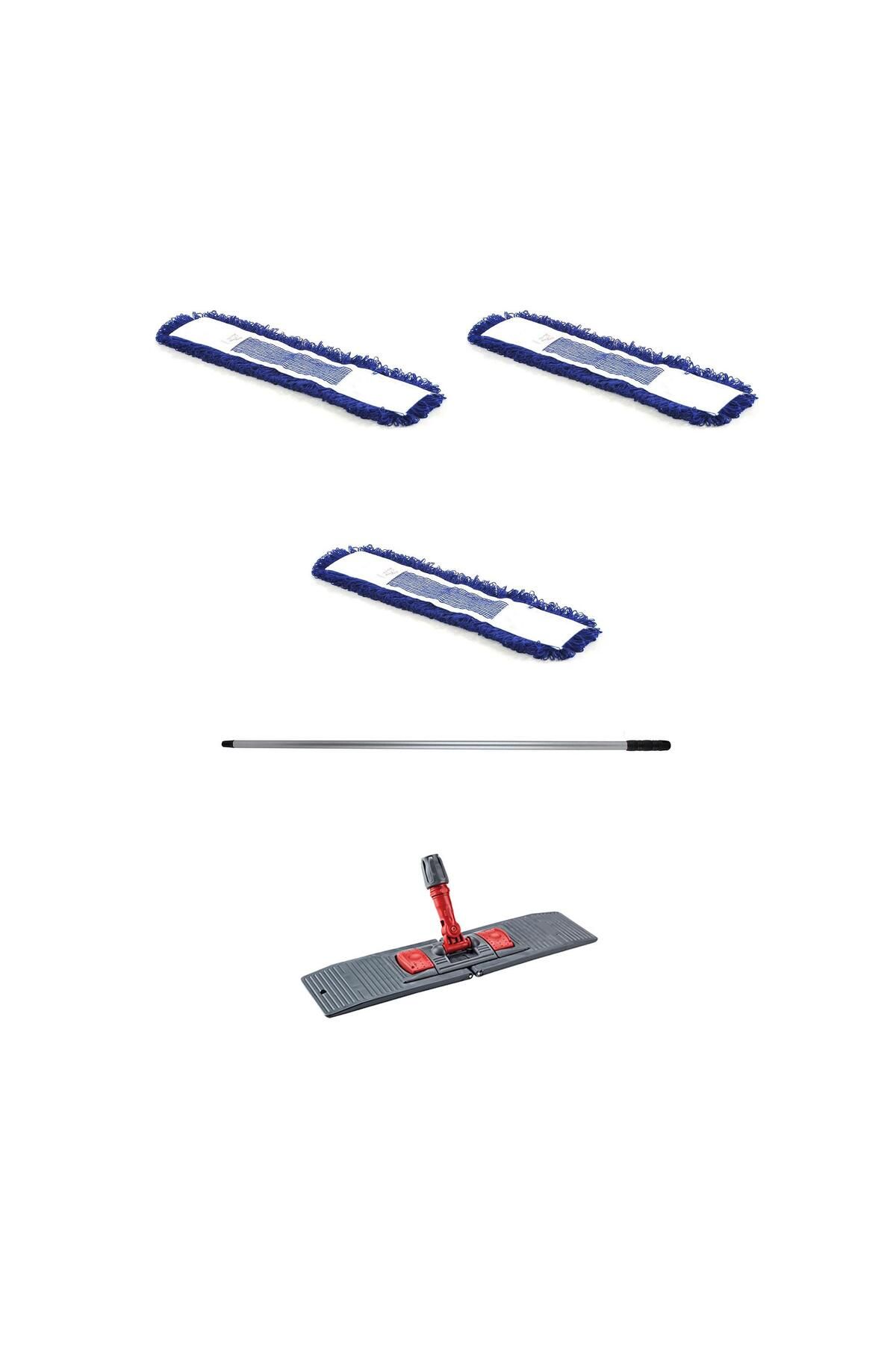 teknotrust Mavi Statik Toz Mop Takımı Seti, 50 cm, 3'lü, tutucu ve sap ile birlikte