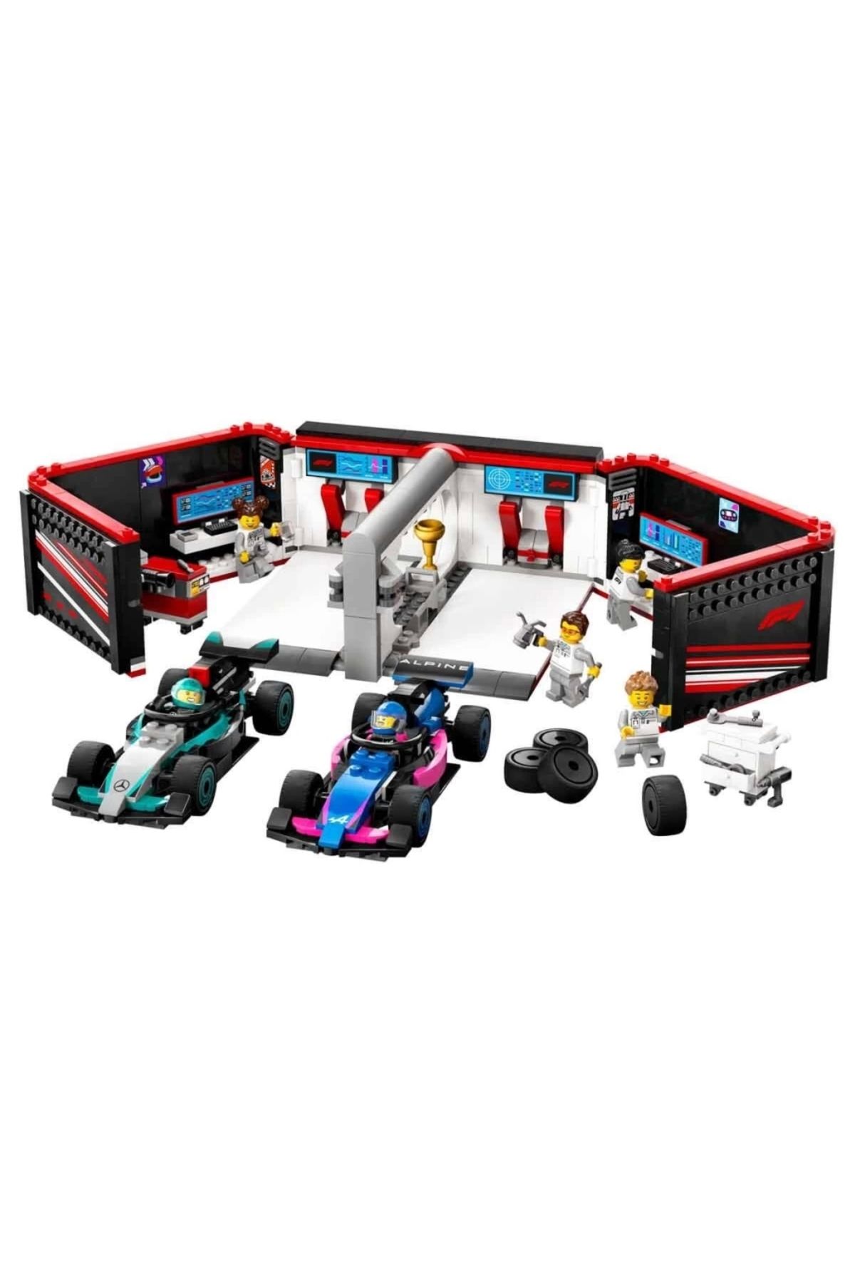 TWOX Çocuk LEGO City F1 Garajı ve Mercedes-AMG ve Alpine Arabaları 60444