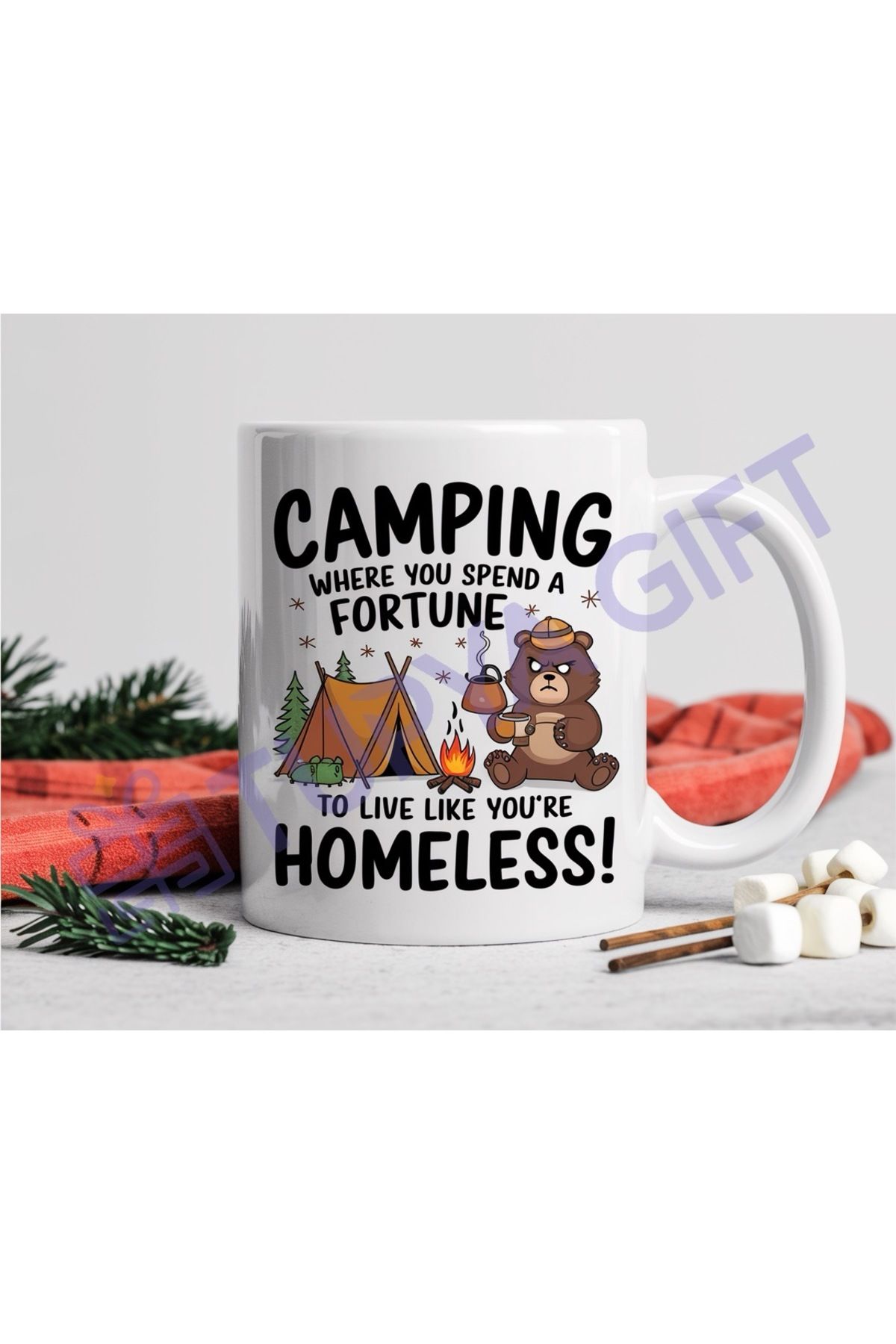 Tupya Gift Camping Temalı Mizahi Kupa - Doğa Severler İçin Eğlenceli Hediye - Kamp Hediyesi