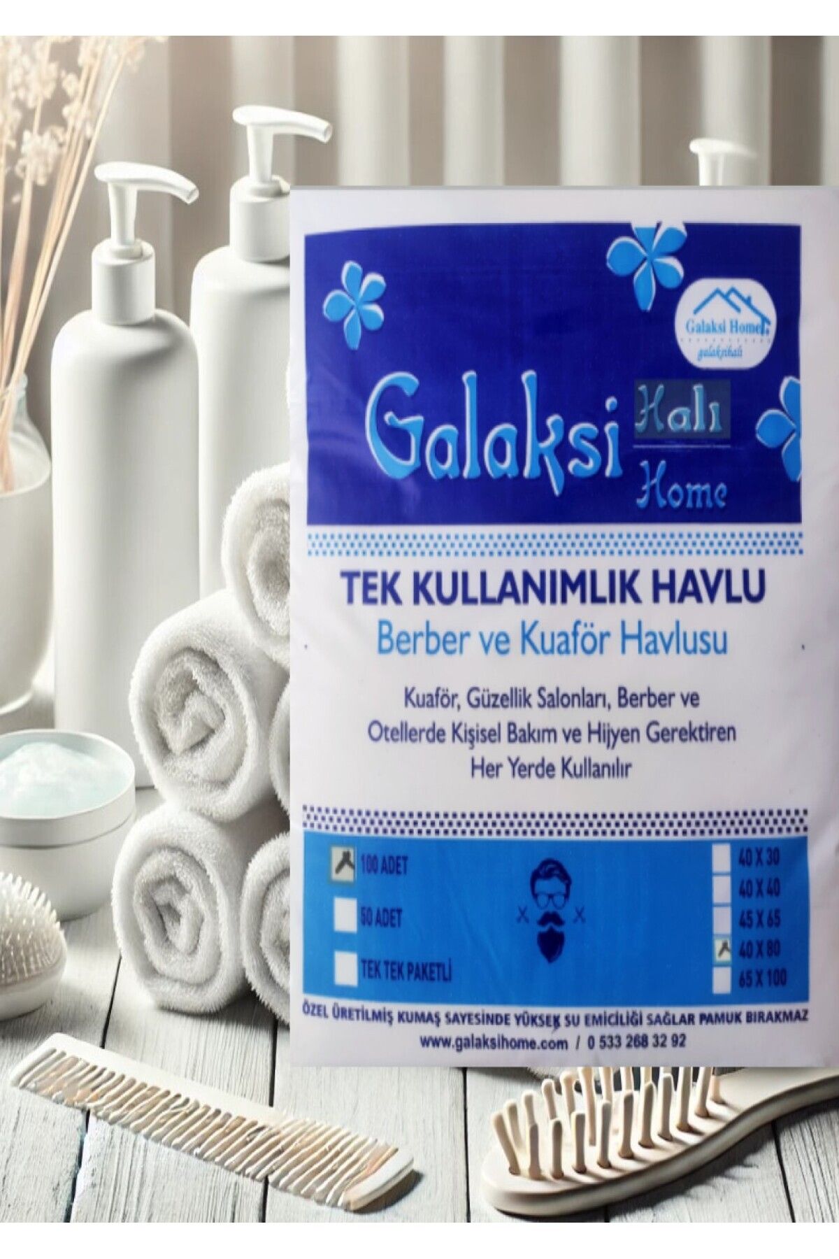 galaksihome Tek Kullanımlık Sporcu Havlusu | 65x100 Cm 50'li Paket