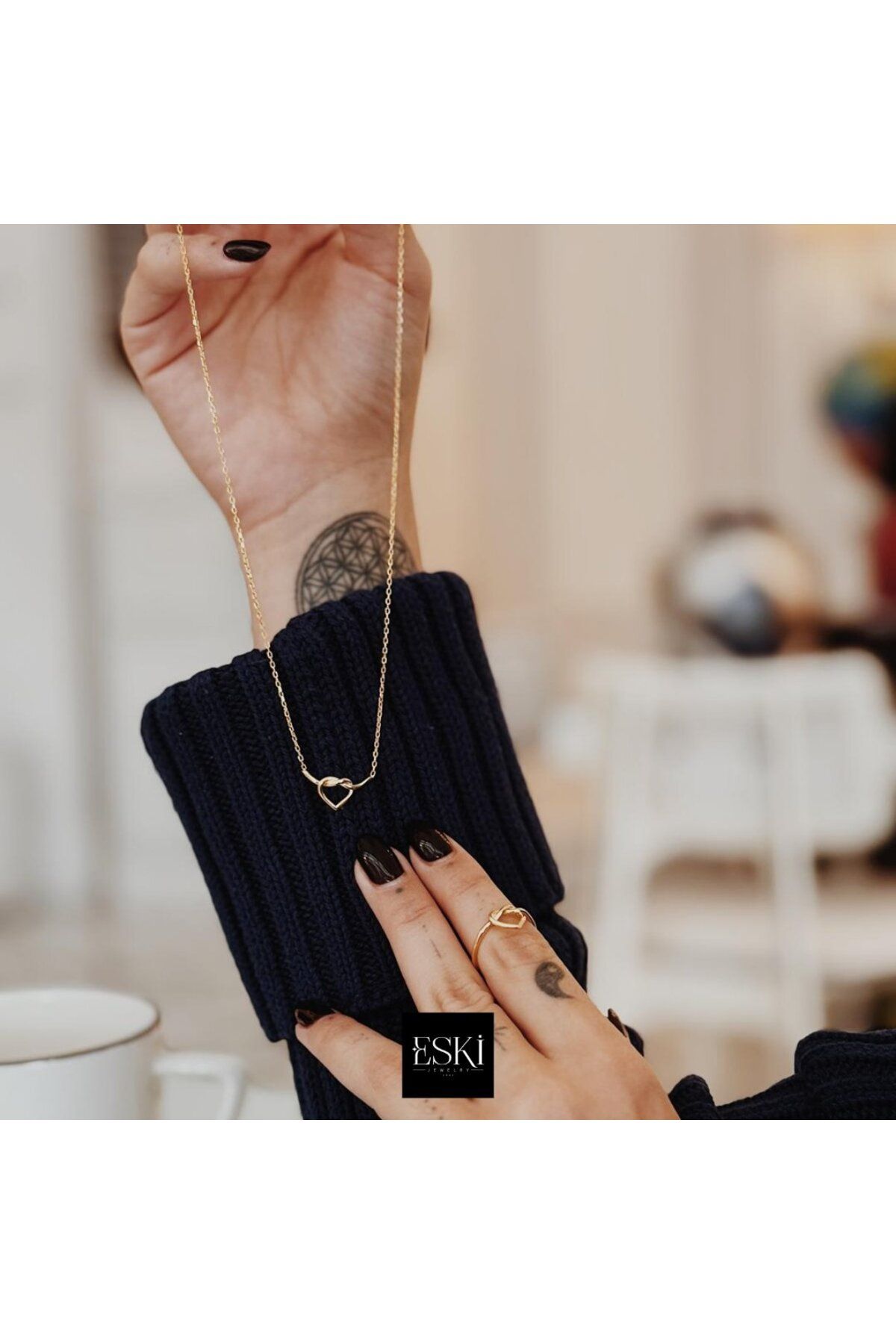 EskiJewelry Gümüş Kalp Düğüm Kolye