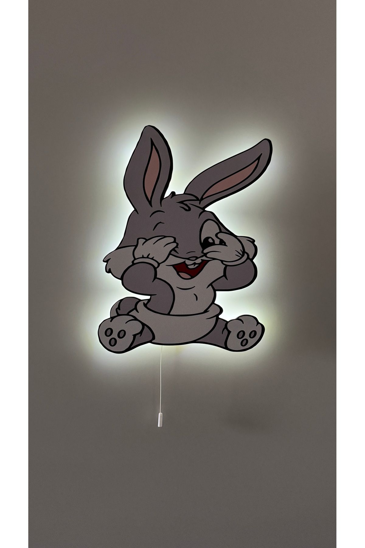 UViolets Dekoratif Ahşap Baskılı Baby Bugs Bunny Tavşan Çocuk Odası Gece Lambası 25*32