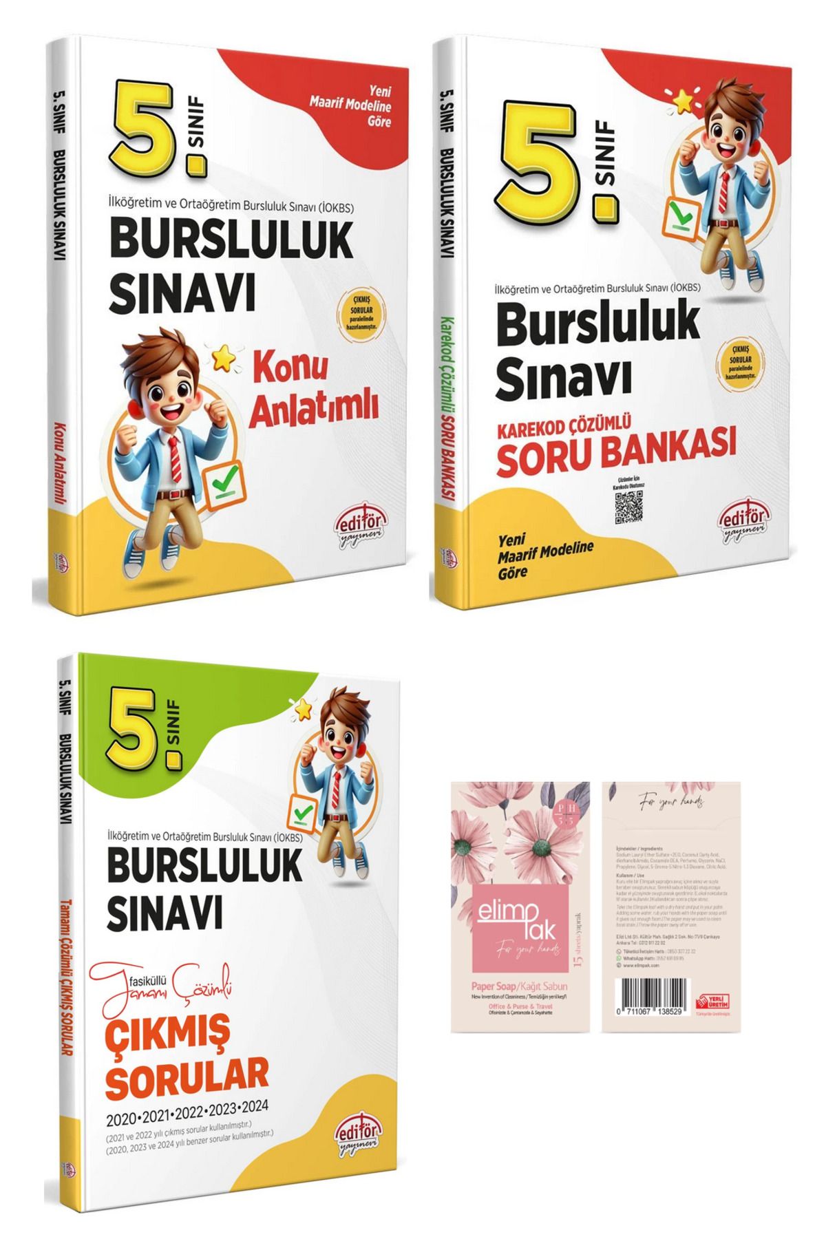 Editör Yayınevi 5. Sınıf PYBS Bursluluk Sınavı Konu Anlatım, Soru Bankas ve Çıkmış Sorular 3 lü Set Elimpak Hediyeli