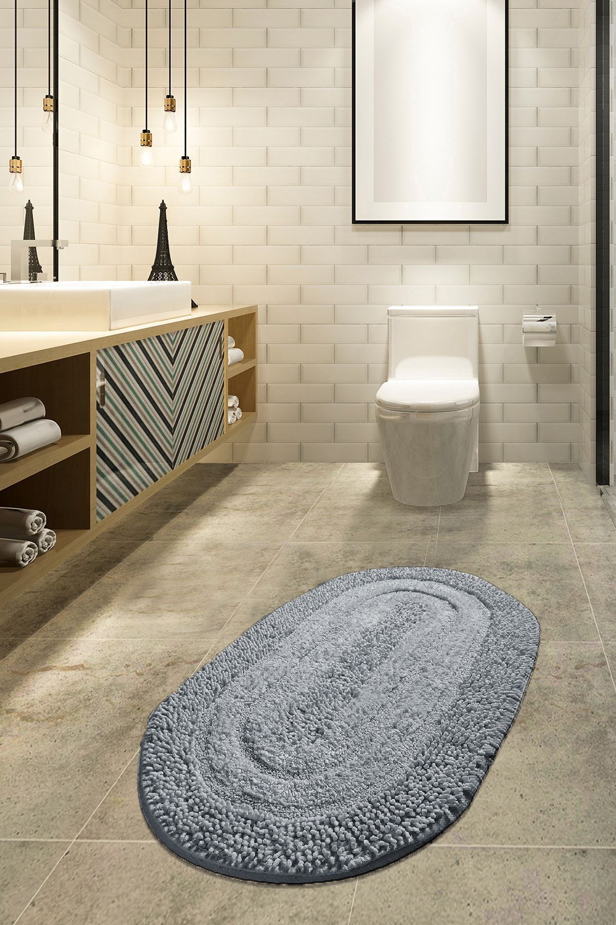 Iromica Home Kırçiçeği Pembe 3'lü Set Banyo Halısı Yıkanabilir, Kaymaz Taban Akrilik