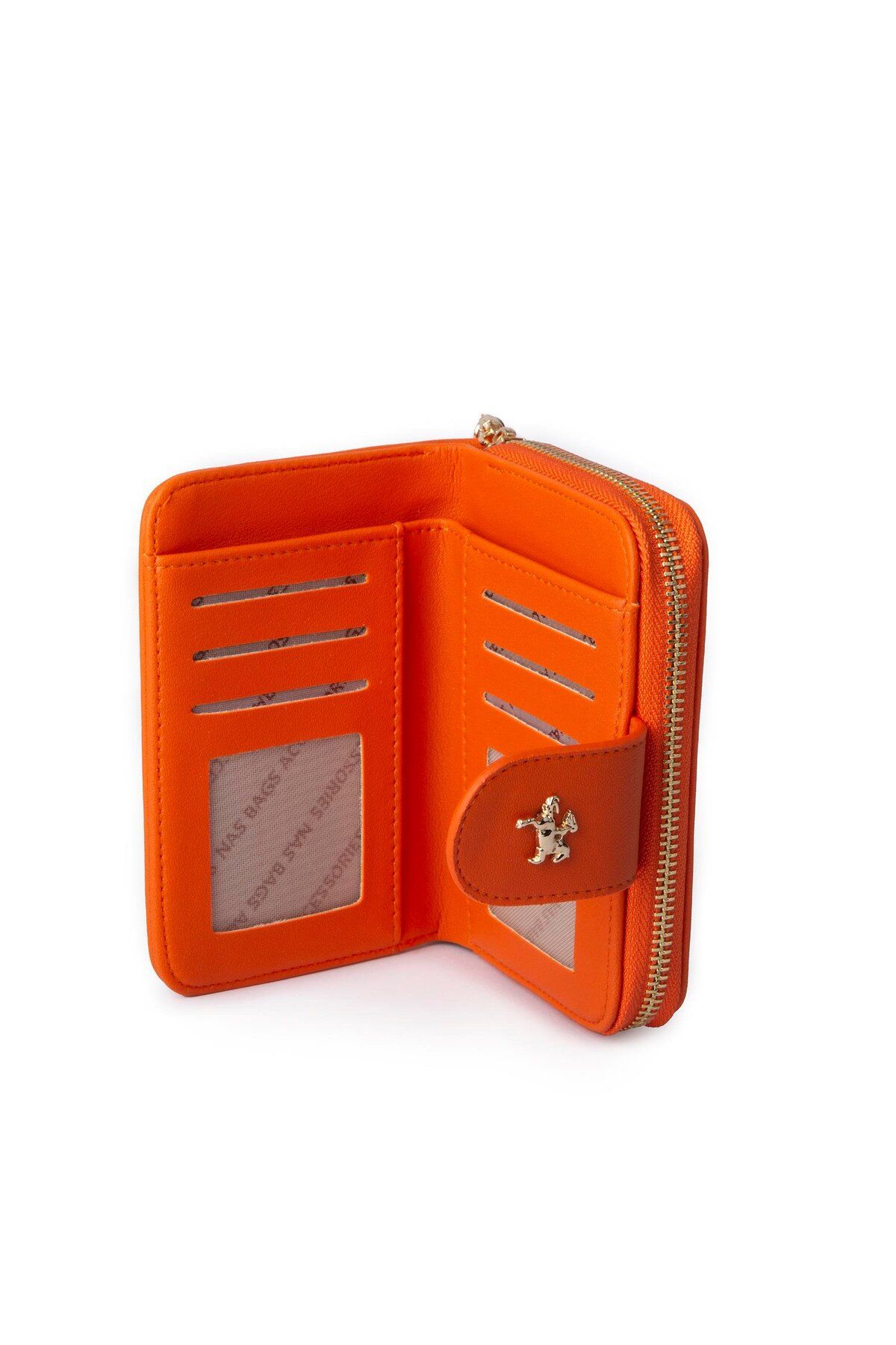 Nas Bag-Women's Medium Size Multi-Card Holder with Paper and Coin Use Cz003 Orange Dona 2