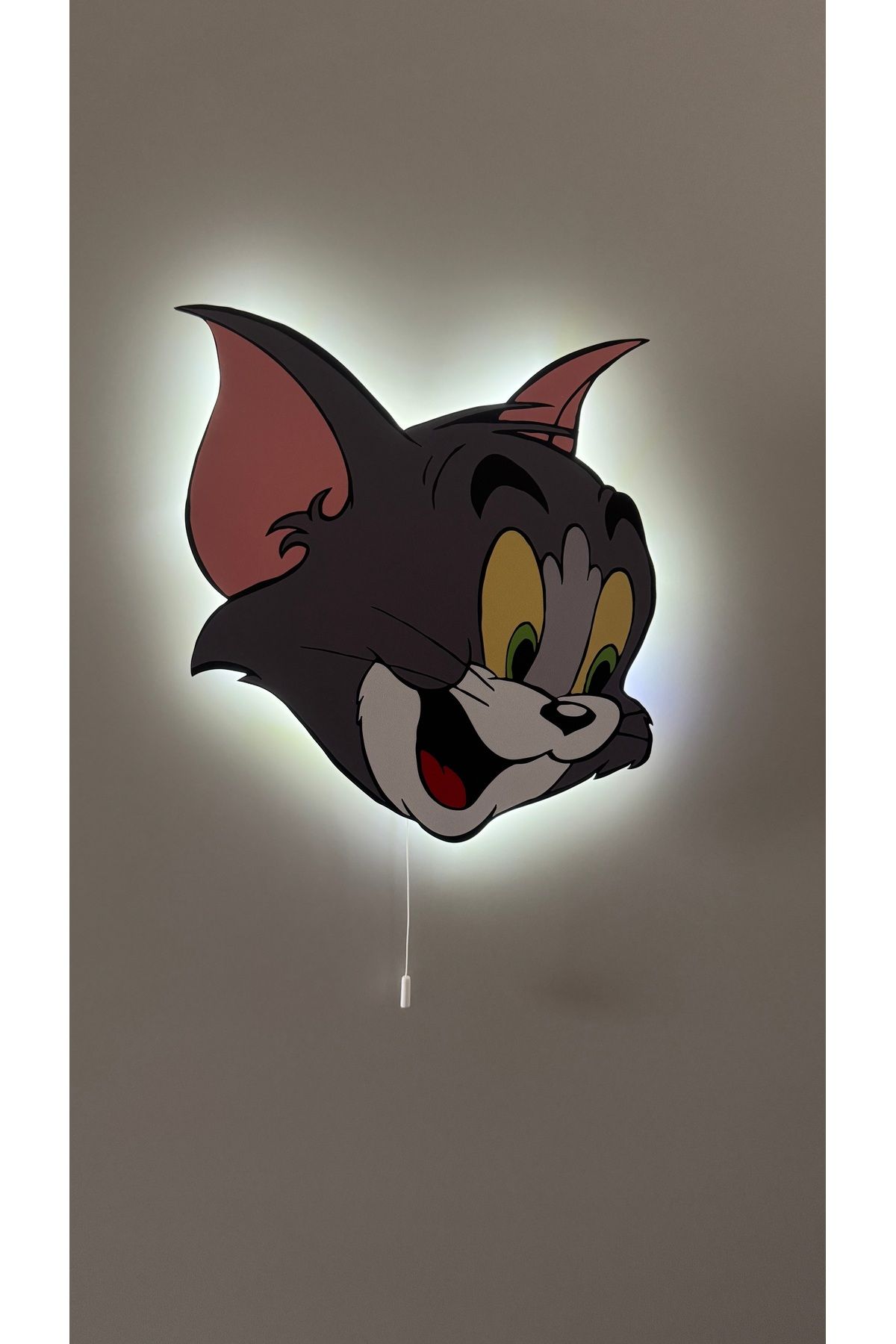 UViolets Dekoratif Ahşap Baskılı Tom And Jerry (Tom) Figürü Çocuk Odası Gece Lambası 32*32