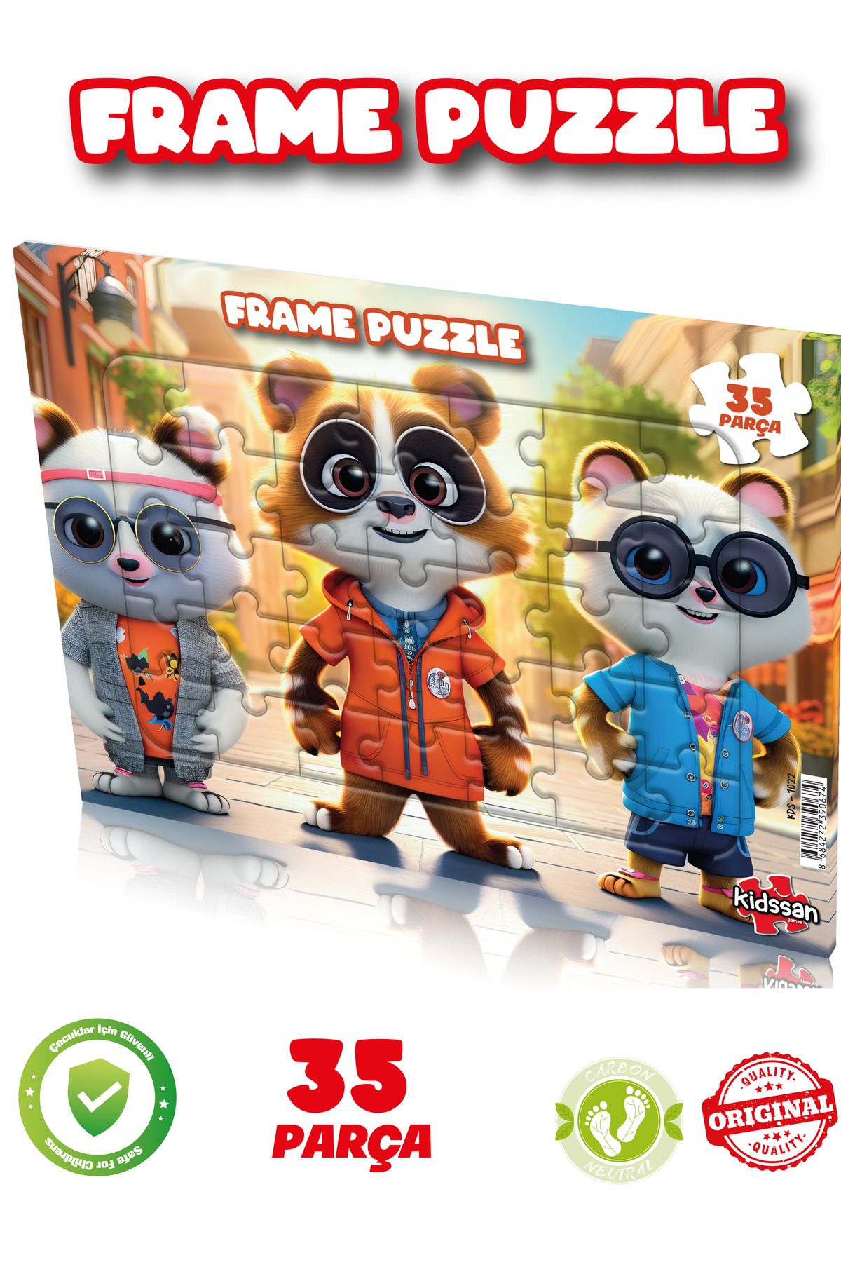 kidssan games FRAME PUZZLE 35 PARÇA ÇOCUK OYUNCAĞI EĞİTİCİ PUZZLE MONTESSORİ RAKUN AİLESİ