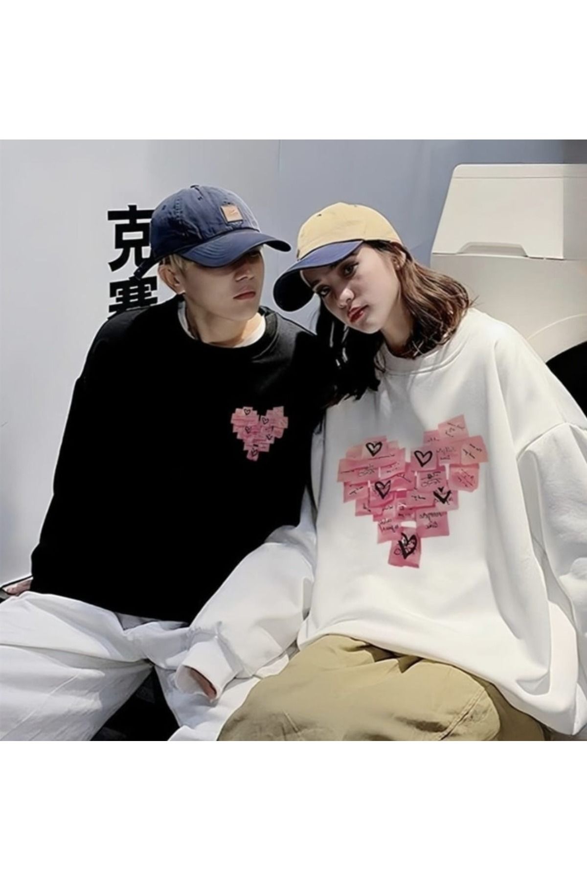 WOODROFFE 2 Li Harajuku Style Çift Sevgili Kombinleri Couple Clothing Yeni Sezon (Adet Fiyat)