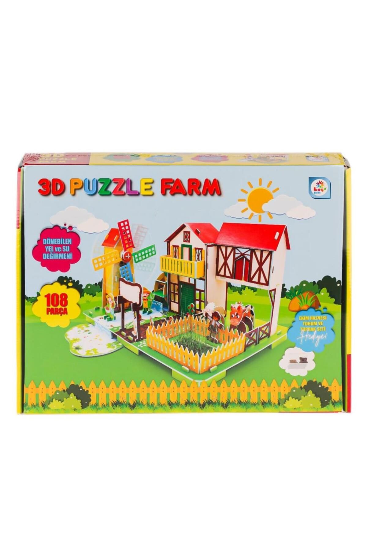 NessiWorld LC0115 3D Boyutlu Çiftlik Puzzle -Laçokids