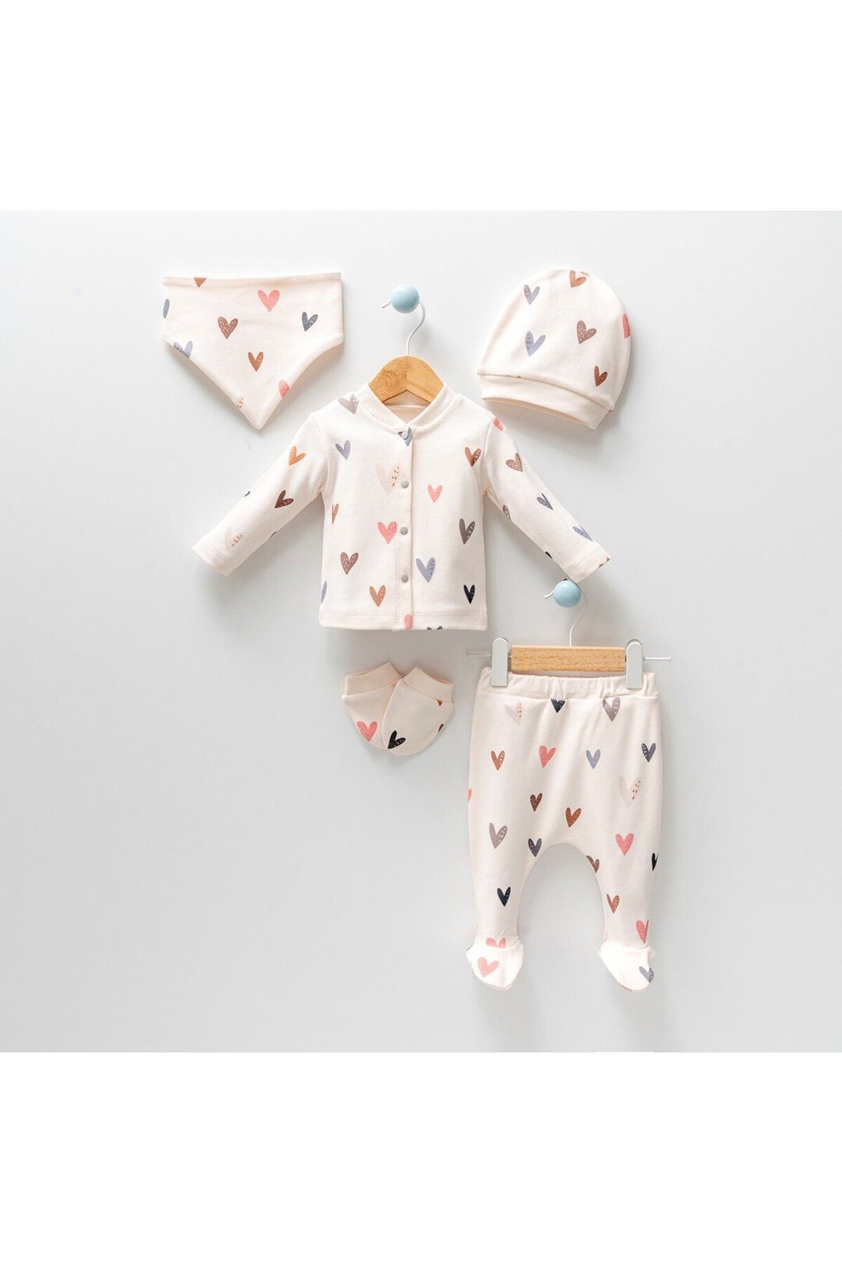 Momercy Tiny Heart Kız Bebek Hastane Çıkışı 5'li Set