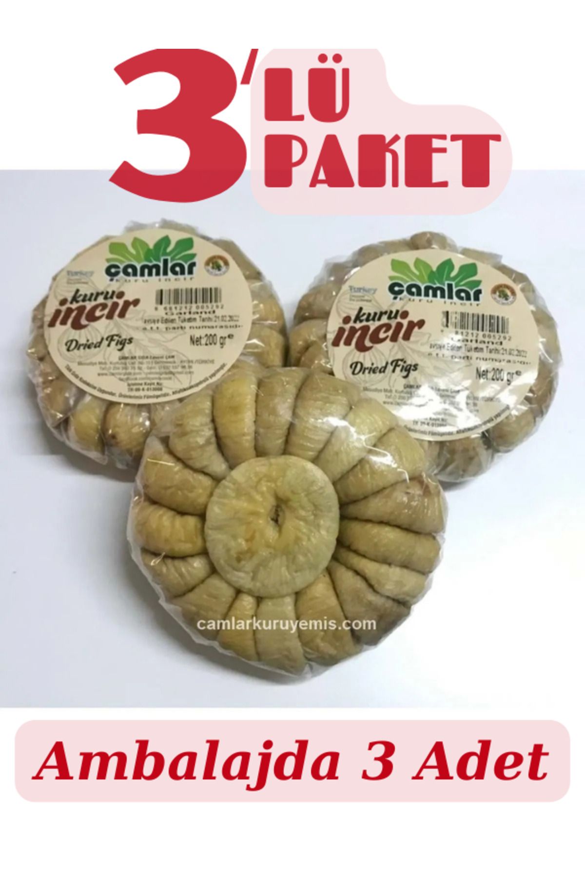 çamlar 3'lü Paket Kuru Incir Naturel 200 gr Garland