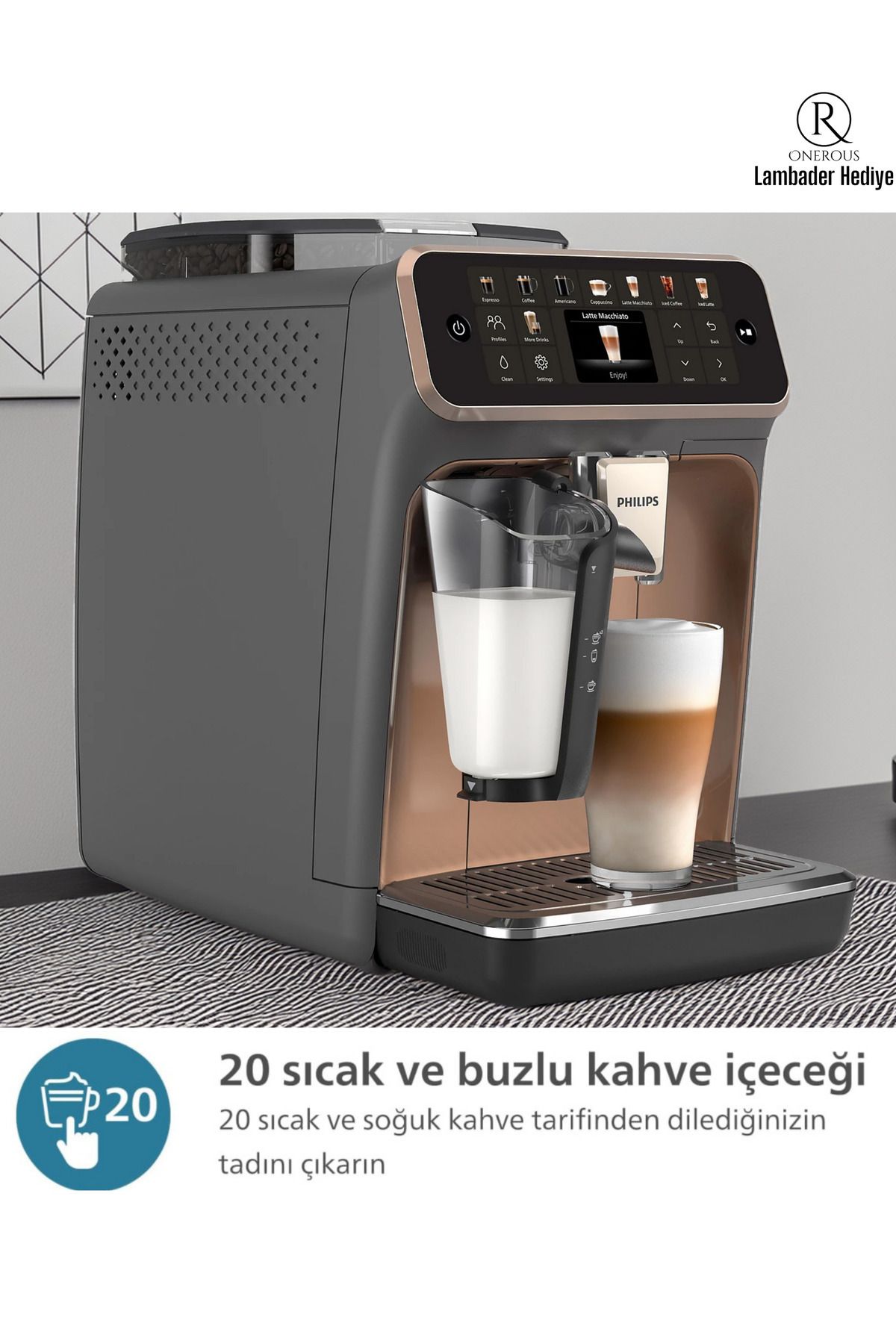 Philips Yeni Premium Tam Otomatik Lattego Espresso Makinesi, 5500 Serisi, Silentbrew, 20 Sıcak&soğuk Içecek