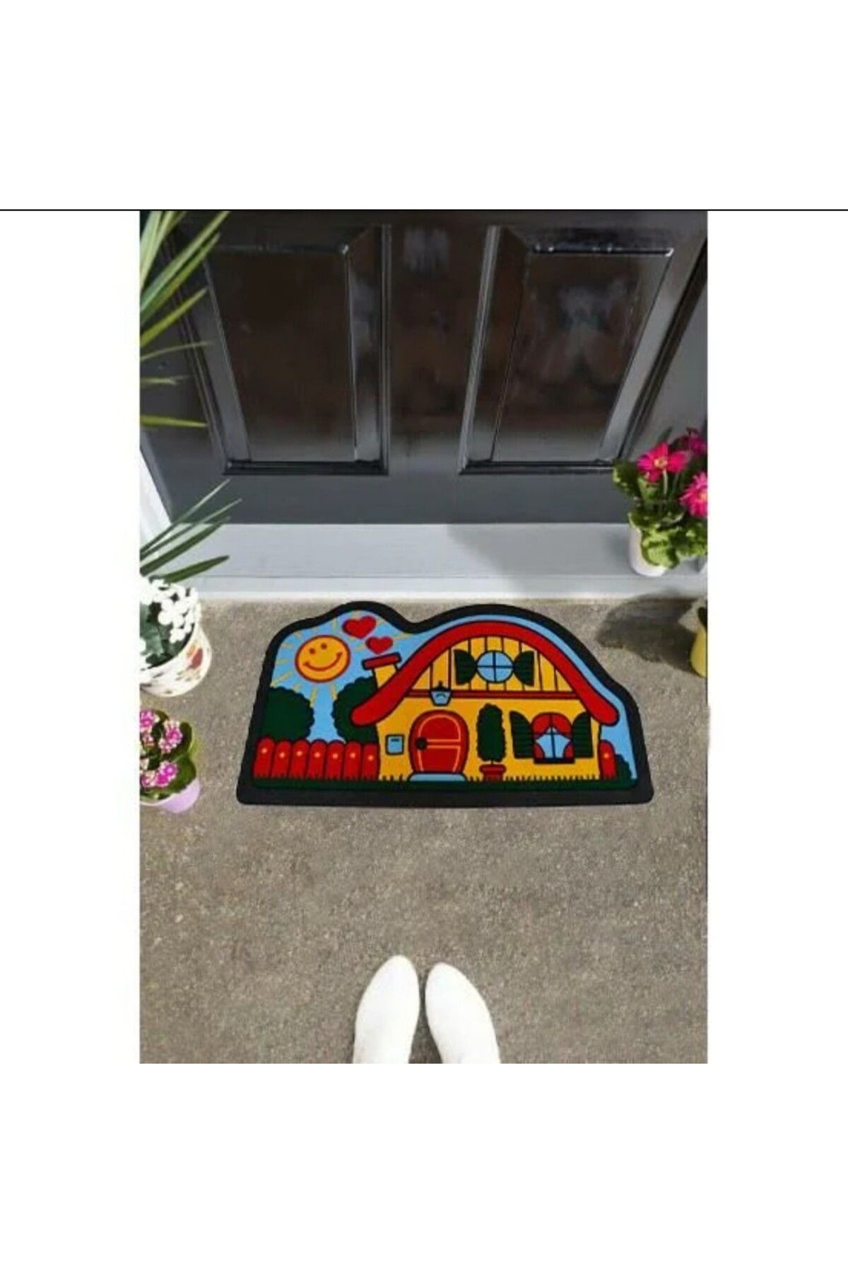 esdekor Home İtalyan Sempatik Kapı Paspası 40x68cm Neşeli Yuva PVC 1 Adet